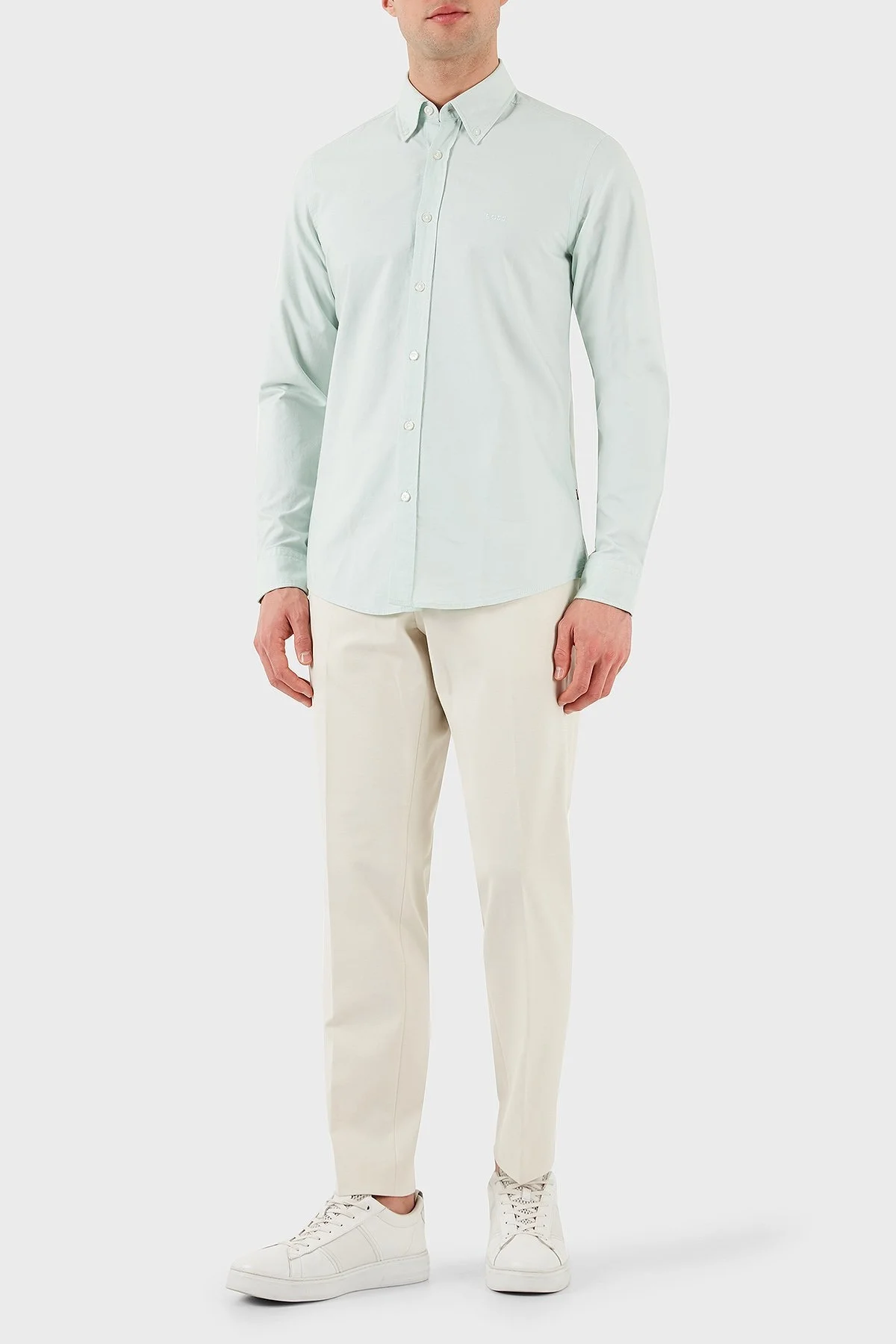 Boss % 100 Pamuk Regular Fit Düğmeli Yaka Erkek Gömlek 50489341 446 AÇIK YEŞİL - 7