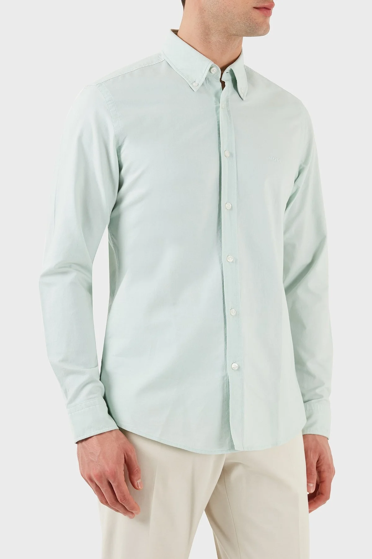 Boss % 100 Pamuk Regular Fit Düğmeli Yaka Erkek Gömlek 50489341 446 AÇIK YEŞİL - 9