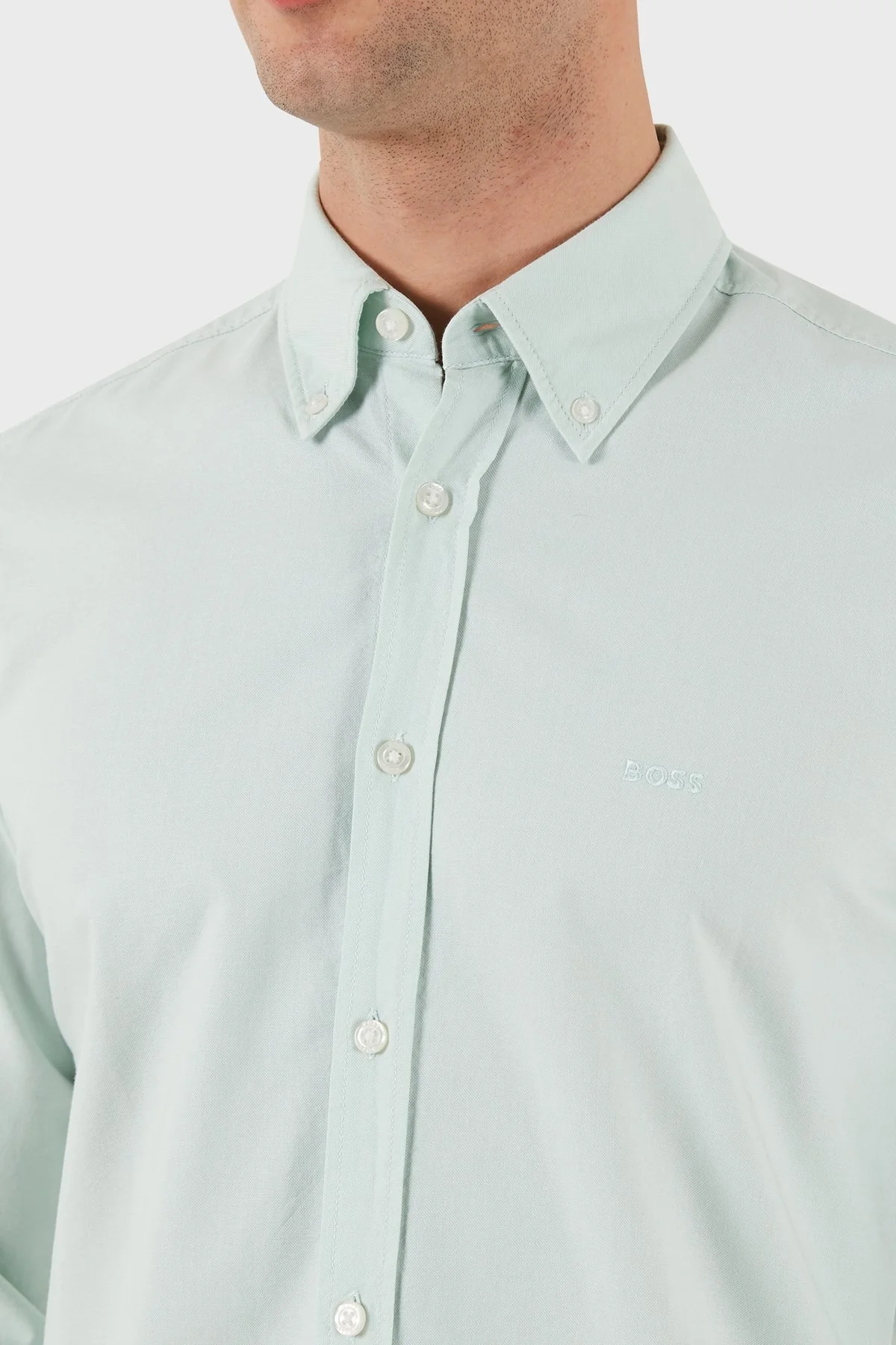 Boss % 100 Pamuk Regular Fit Düğmeli Yaka Erkek Gömlek 50489341 446 AÇIK YEŞİL - 10