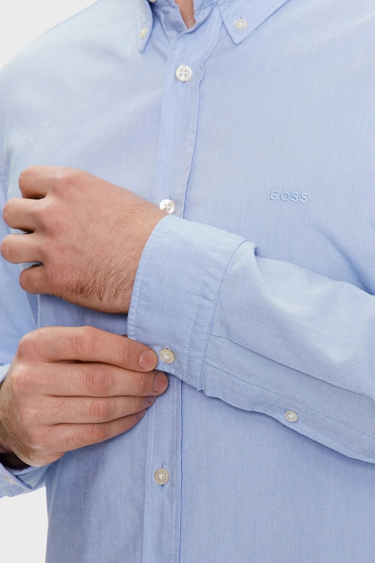 Boss % 100 Pamuk Regular Fit Düğmeli Yaka Erkek Gömlek 50489341 460 MAVİ - 11