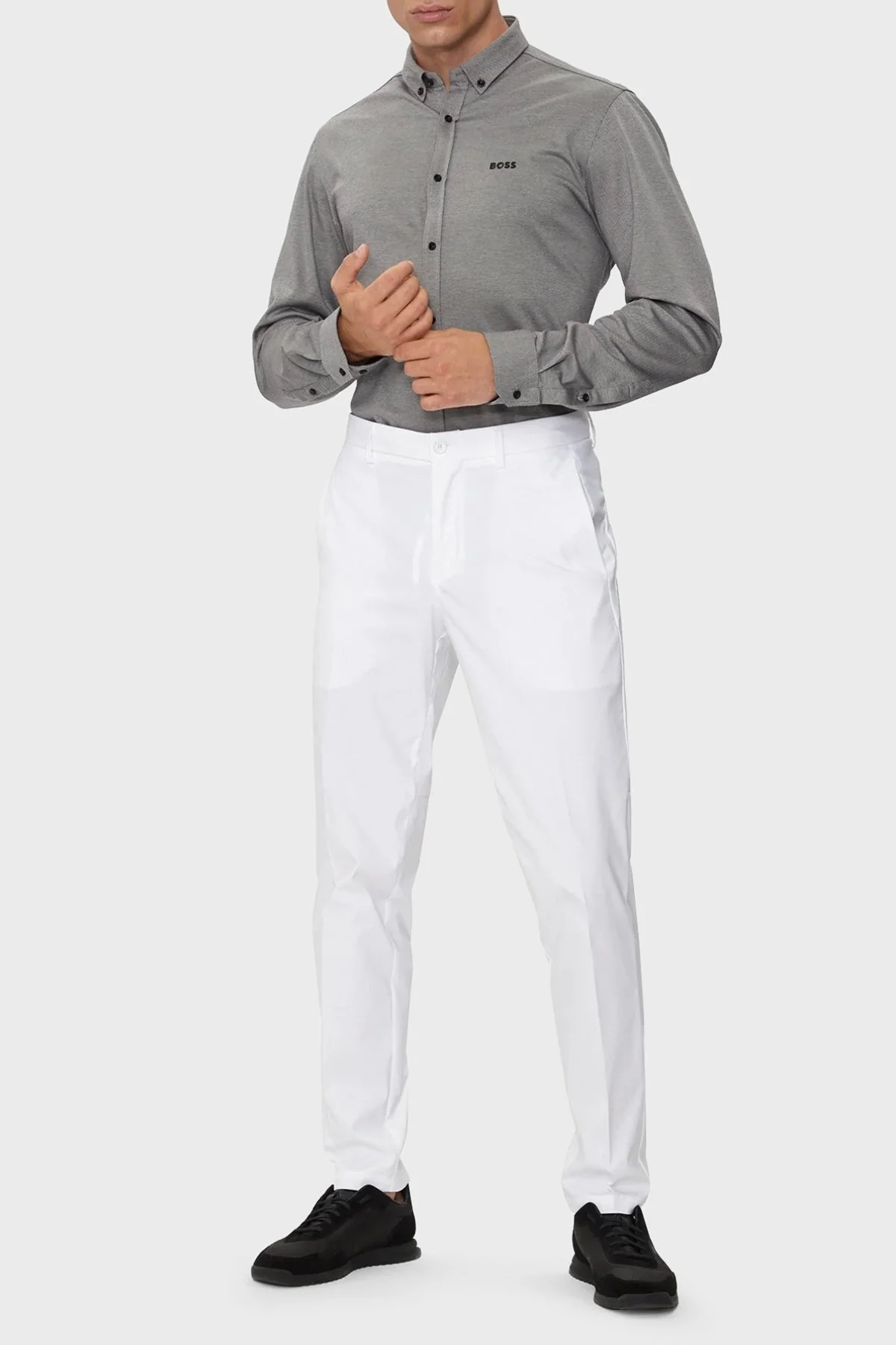 Boss % 100 Pamuk Regular Fit Düğmeli Yaka Erkek Gömlek 50512006 052 GRİ - 2