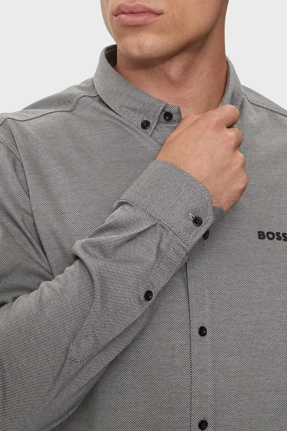 Boss % 100 Pamuk Regular Fit Düğmeli Yaka Erkek Gömlek 50512006 052 GRİ - 4