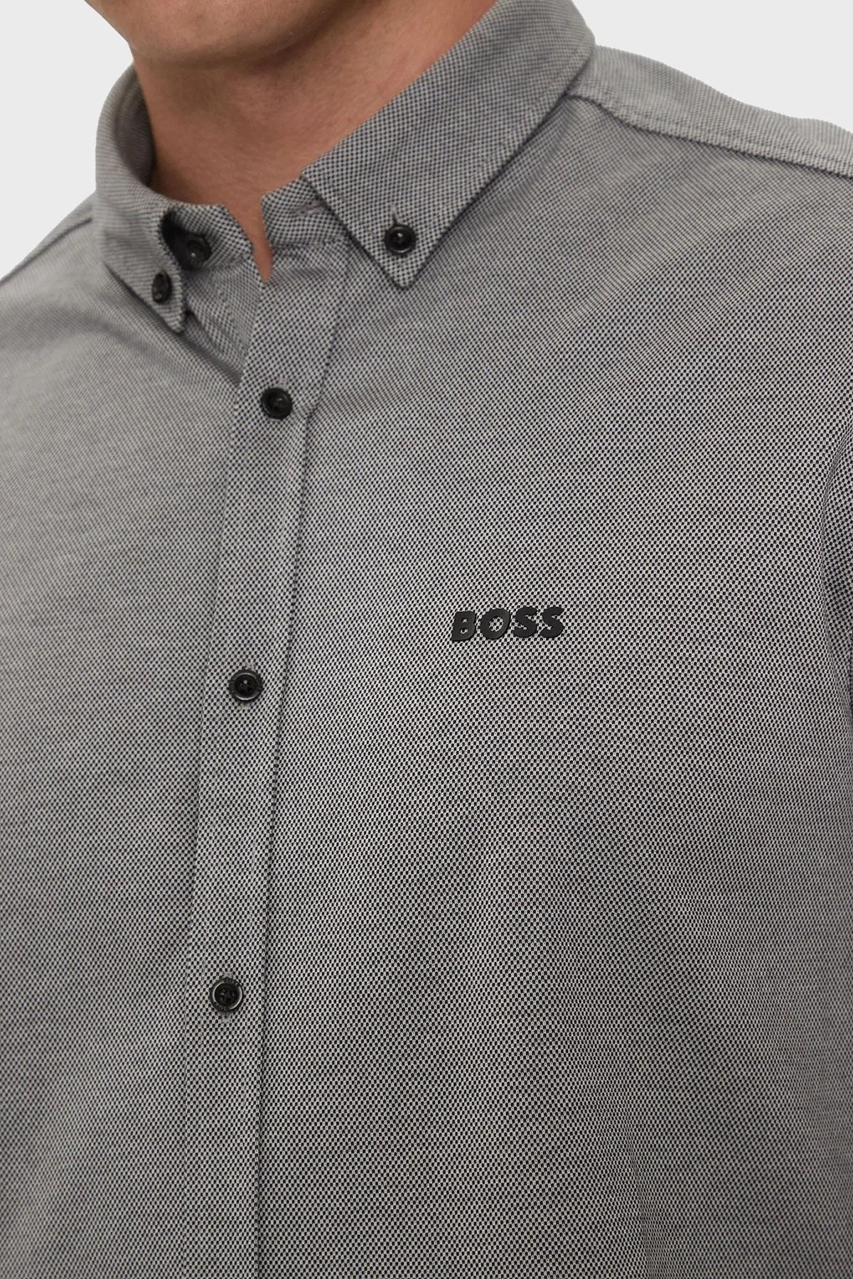 Boss % 100 Pamuk Regular Fit Düğmeli Yaka Erkek Gömlek 50512006 052 GRİ - 5