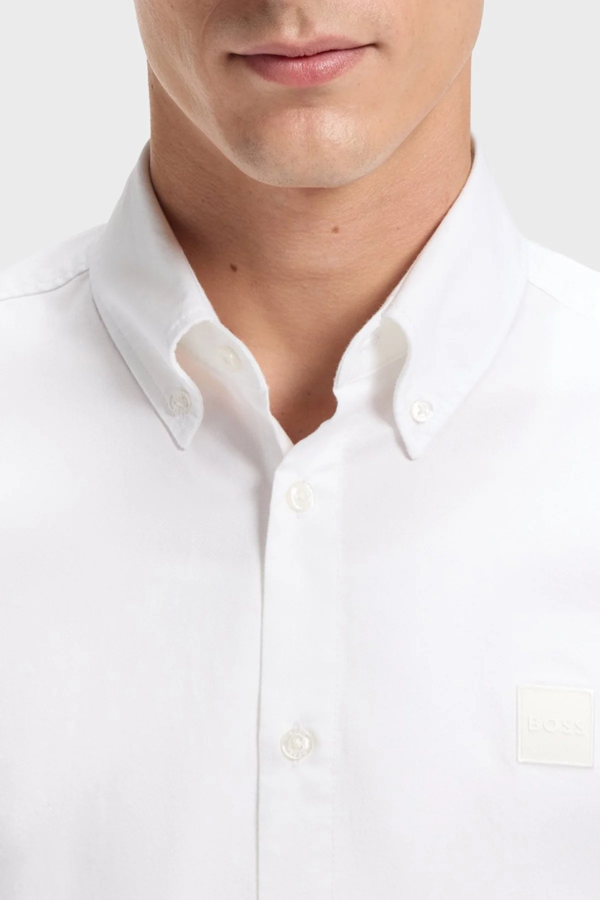 Boss % 100 Pamuk Regular Fit Düğmeli Yaka Erkek Gömlek 50565626 100 Beyaz - 4