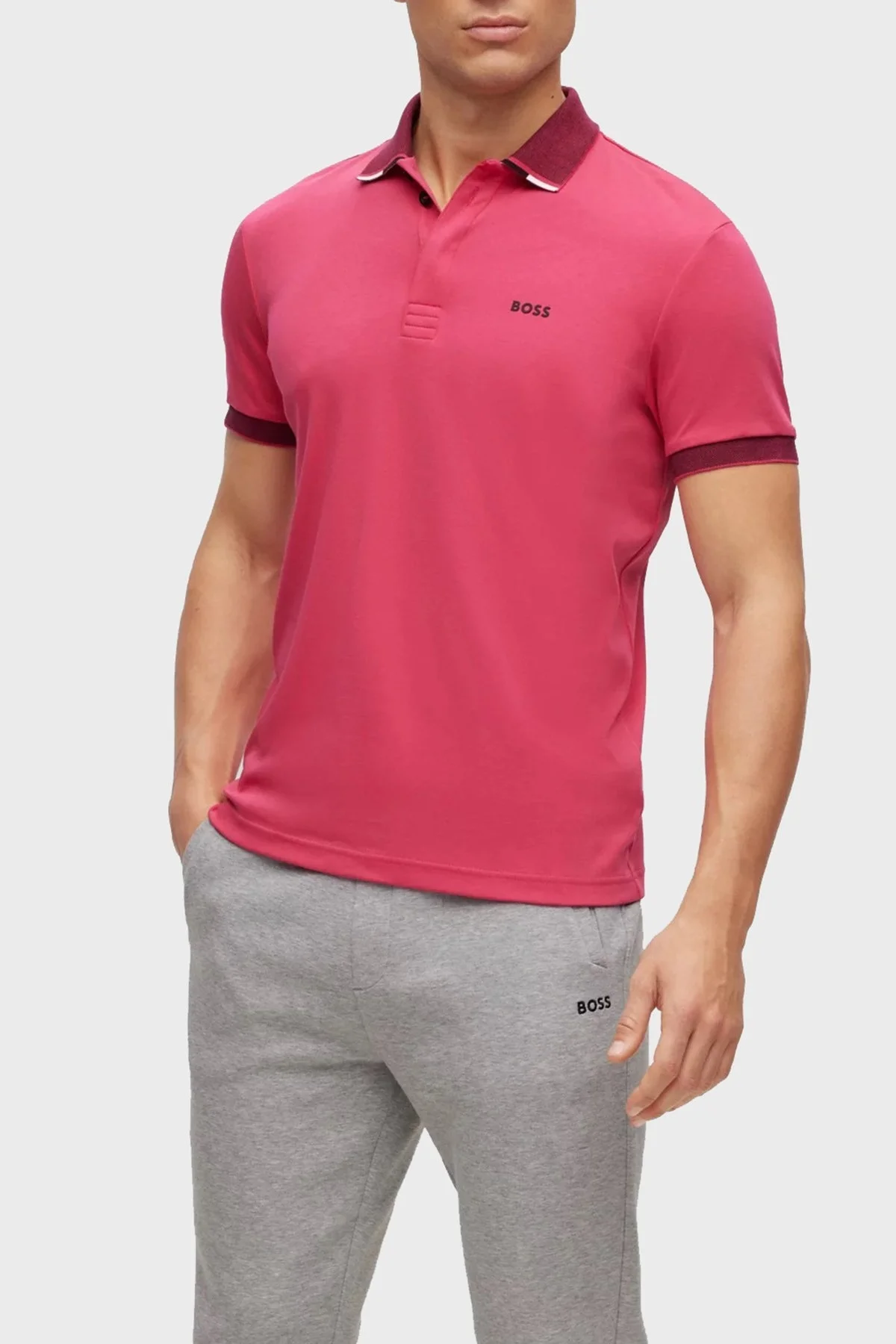 Boss % 100 Pamuk Regular Fit Erkek Polo T Shirt 50488259 660 PEMBE - 1