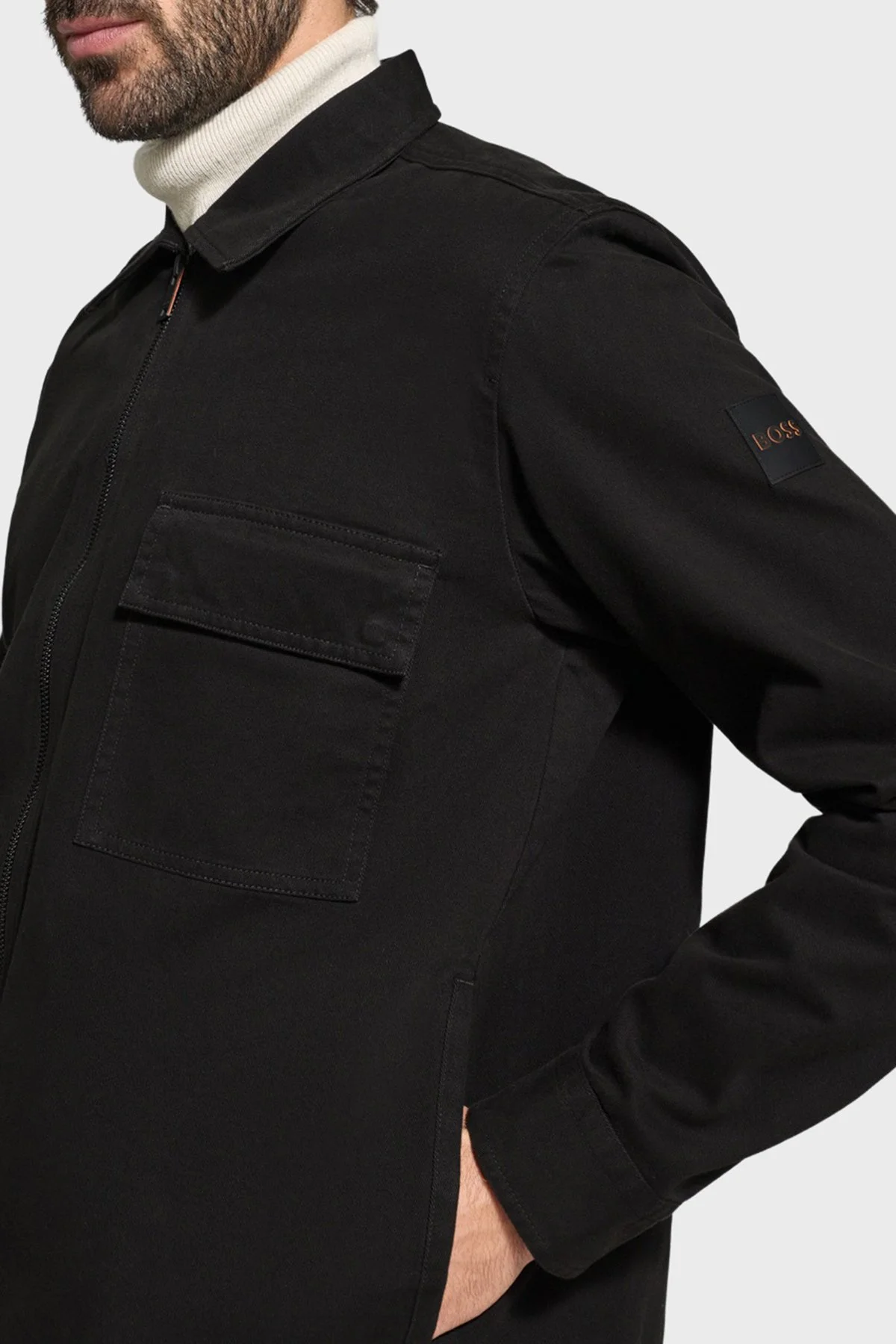 Boss % 100 Pamuk Regular Fit Fermuarlı Erkek Ceket 50553706 001 SİYAH - 4