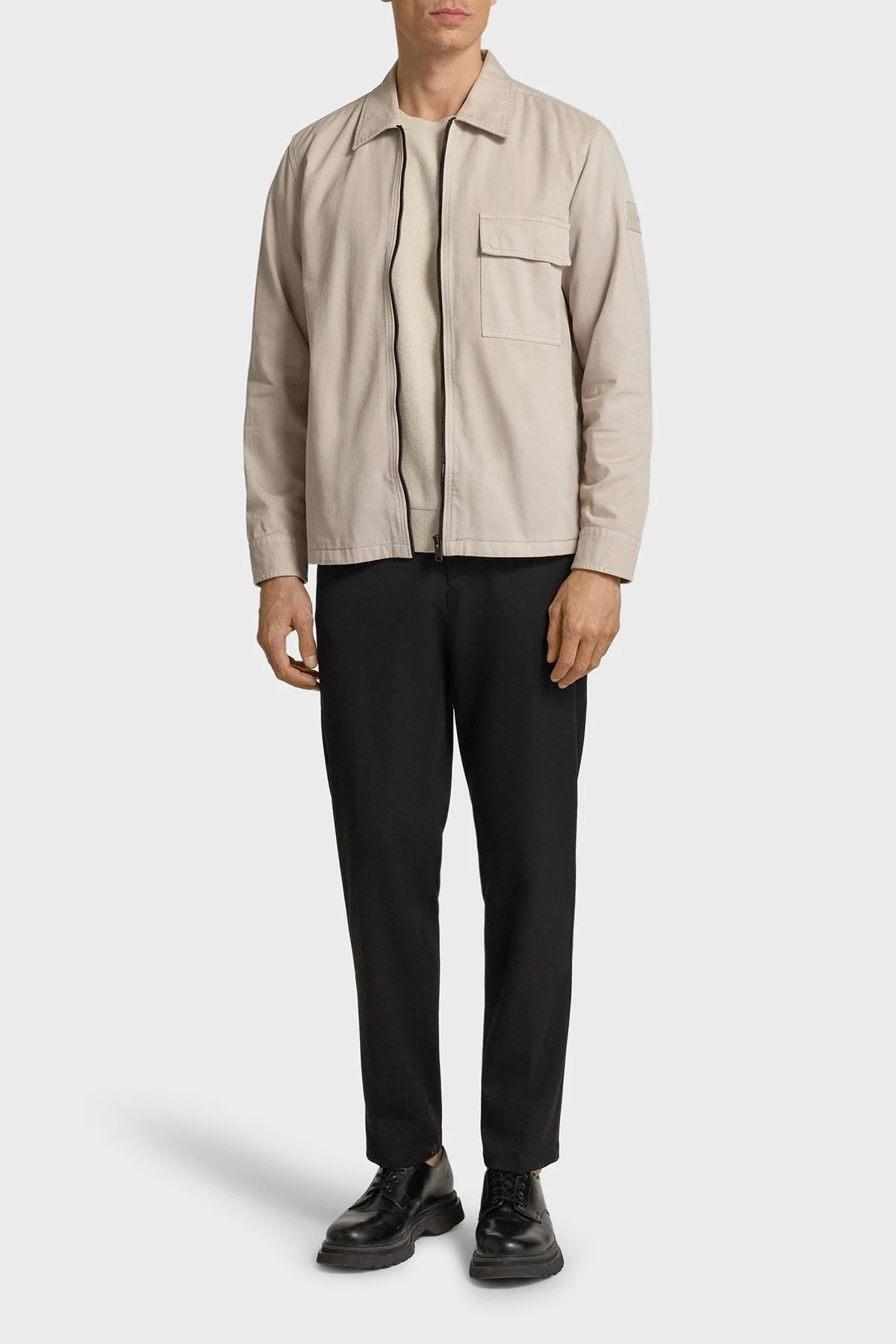 Boss % 100 Pamuk Regular Fit Fermuarlı Erkek Ceket 50553706 070 TAŞ - 2