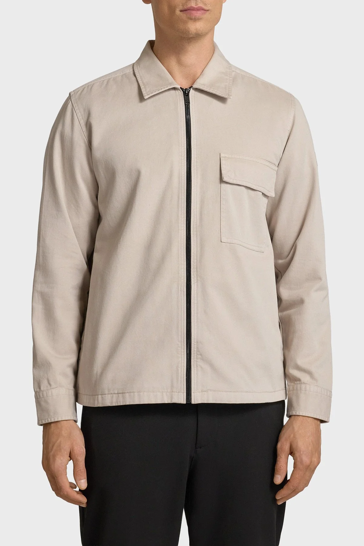 Boss % 100 Pamuk Regular Fit Fermuarlı Erkek Gömlek 50553706 070 TAŞ - 1