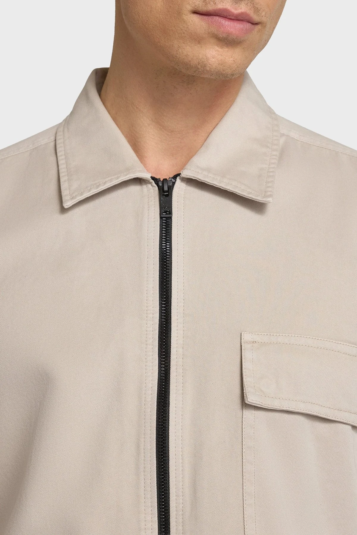 Boss % 100 Pamuk Regular Fit Fermuarlı Erkek Gömlek 50553706 070 TAŞ - 4