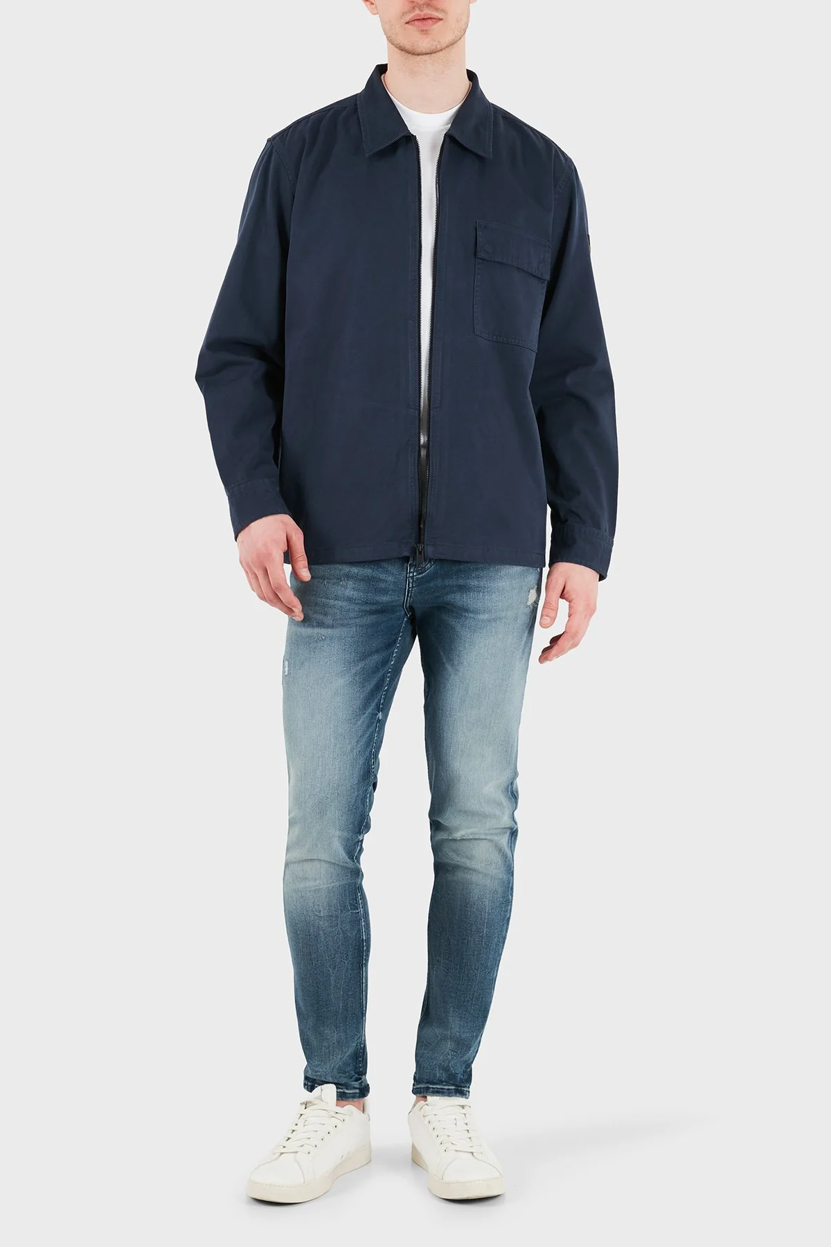 Boss % 100 Pamuk Regular Fit Fermuarlı Erkek Gömlek 50553706 464 LACİVERT - 2