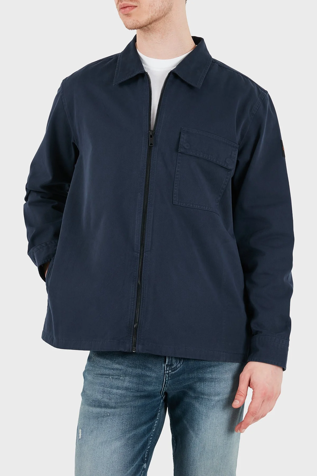 Boss % 100 Pamuk Regular Fit Fermuarlı Erkek Gömlek 50553706 464 LACİVERT - 4