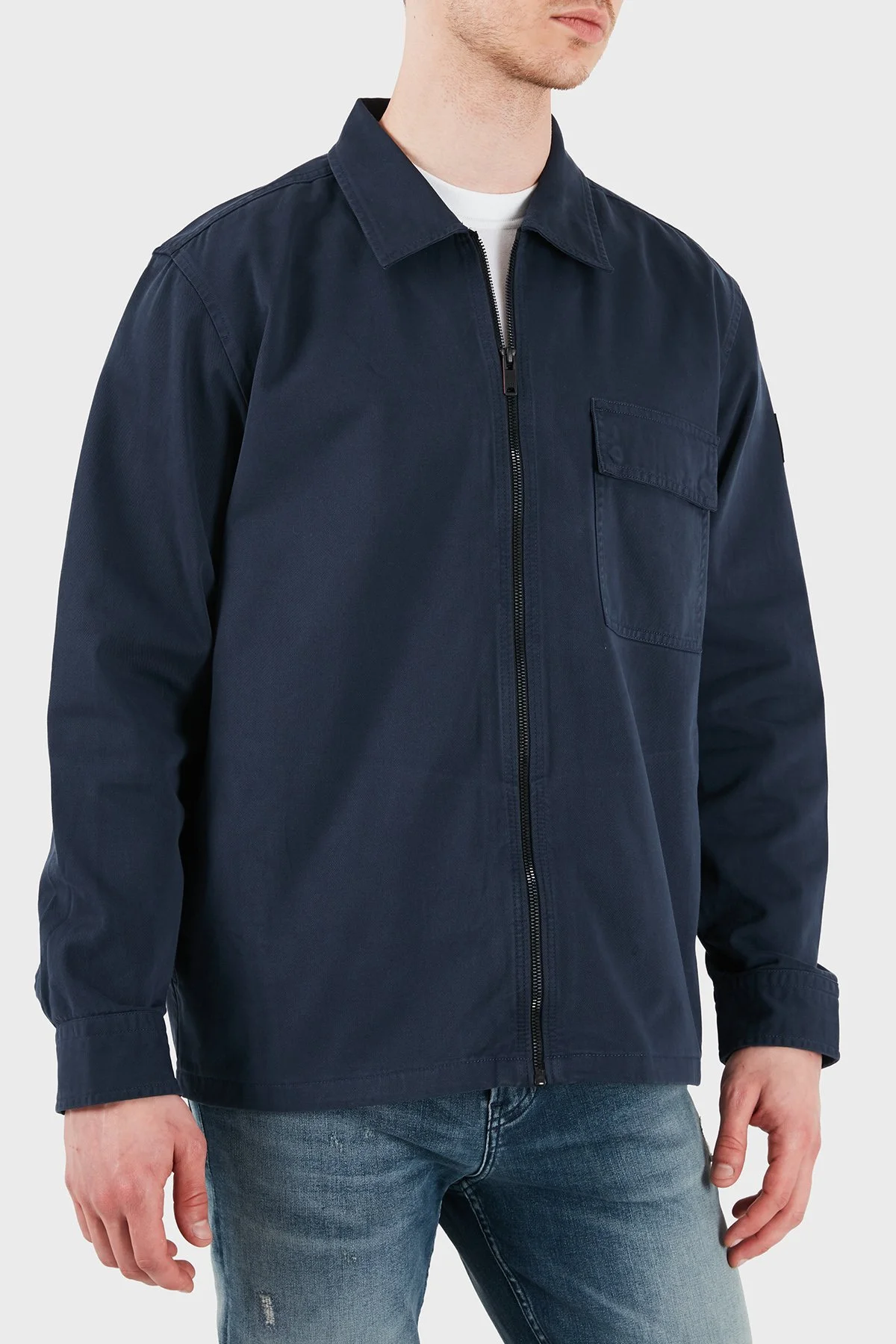 Boss % 100 Pamuk Regular Fit Fermuarlı Erkek Gömlek 50553706 464 LACİVERT - 5