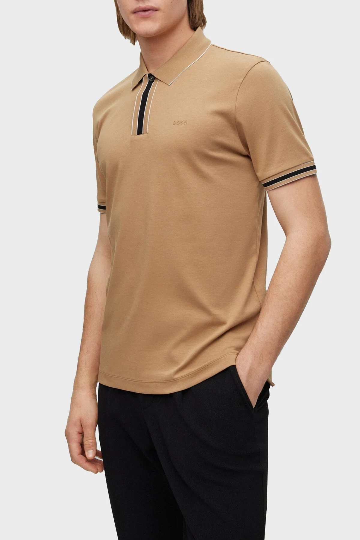 Boss % 100 Pamuk Regular Fit Fermuarlı Erkek Polo Yaka T Shirt 50486186 260 KAHVE - 1