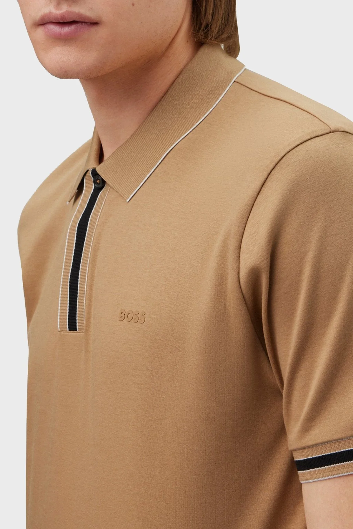 Boss % 100 Pamuk Regular Fit Fermuarlı Erkek Polo Yaka T Shirt 50486186 260 KAHVE - 4