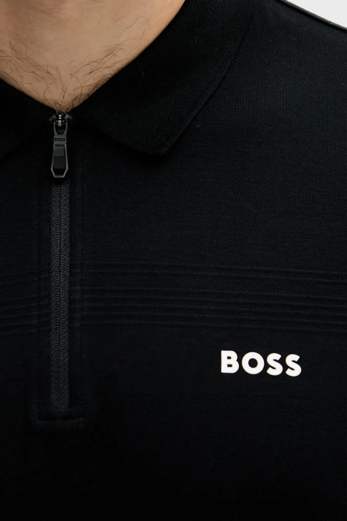 Boss % 100 Pamuk Regular Fit Fermuarlı Erkek Polo Yaka T Shirt 50538177 001 SİYAH - 12