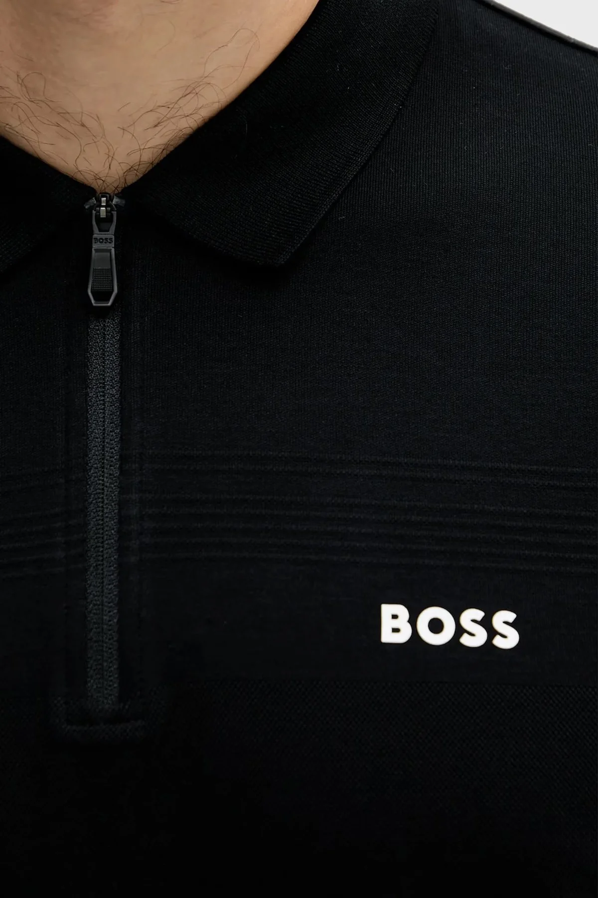 Boss % 100 Pamuk Regular Fit Fermuarlı Erkek Polo Yaka T Shirt 50538177 001 SİYAH - 4