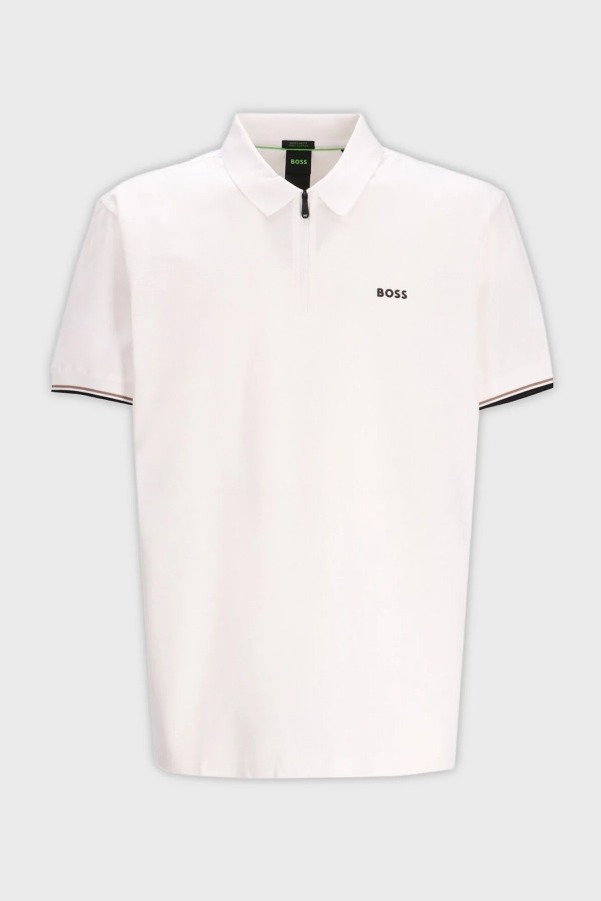 Boss % 100 Pamuk Regular Fit Fermuarlı Erkek Polo Yaka T Shirt 50538177 100 BEYAZ - 12