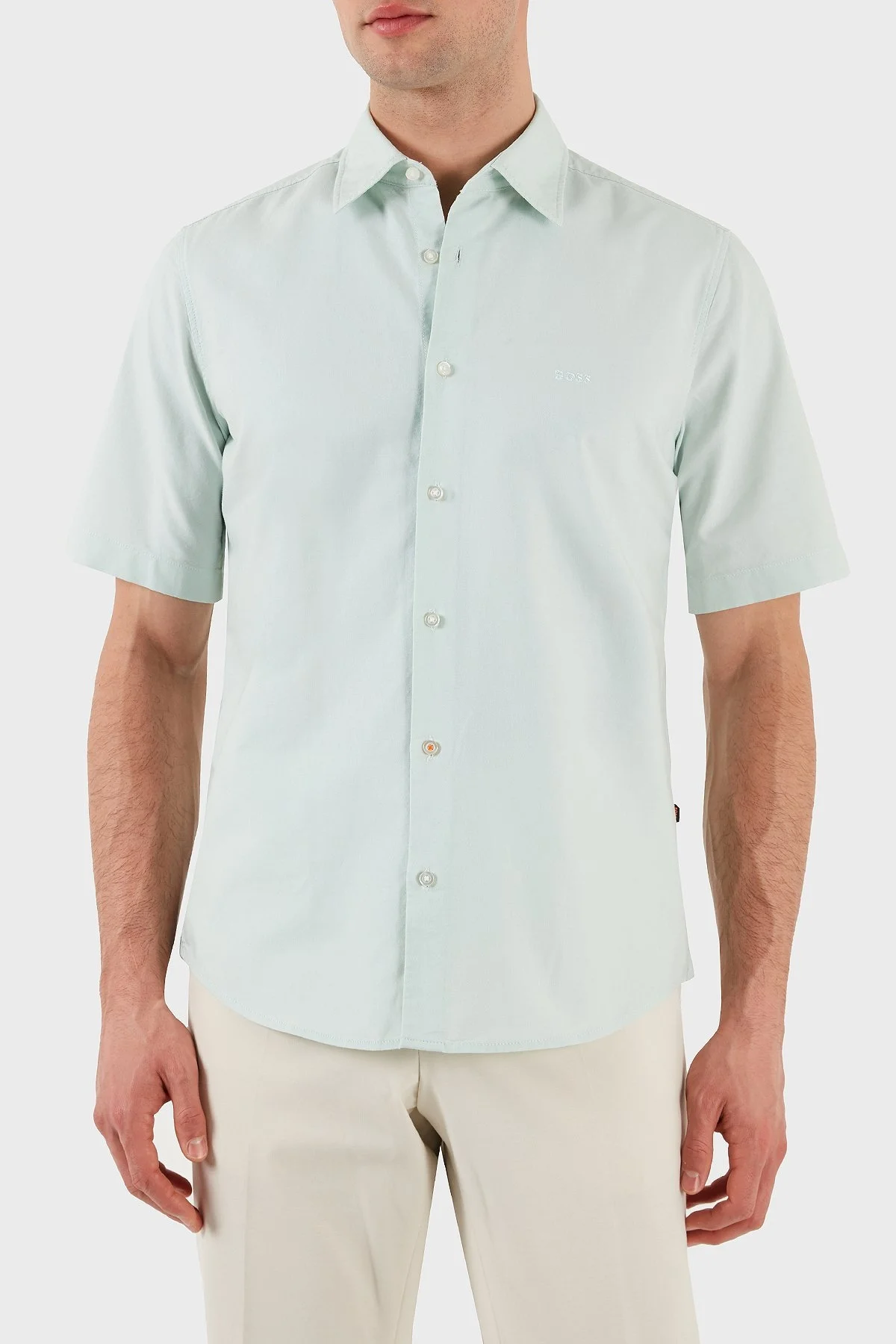 Boss % 100 Pamuk Regular Fit Kısa Kollu Kent Yaka Erkek Gömlek 50489351 446 AÇIK YEŞİL - 6