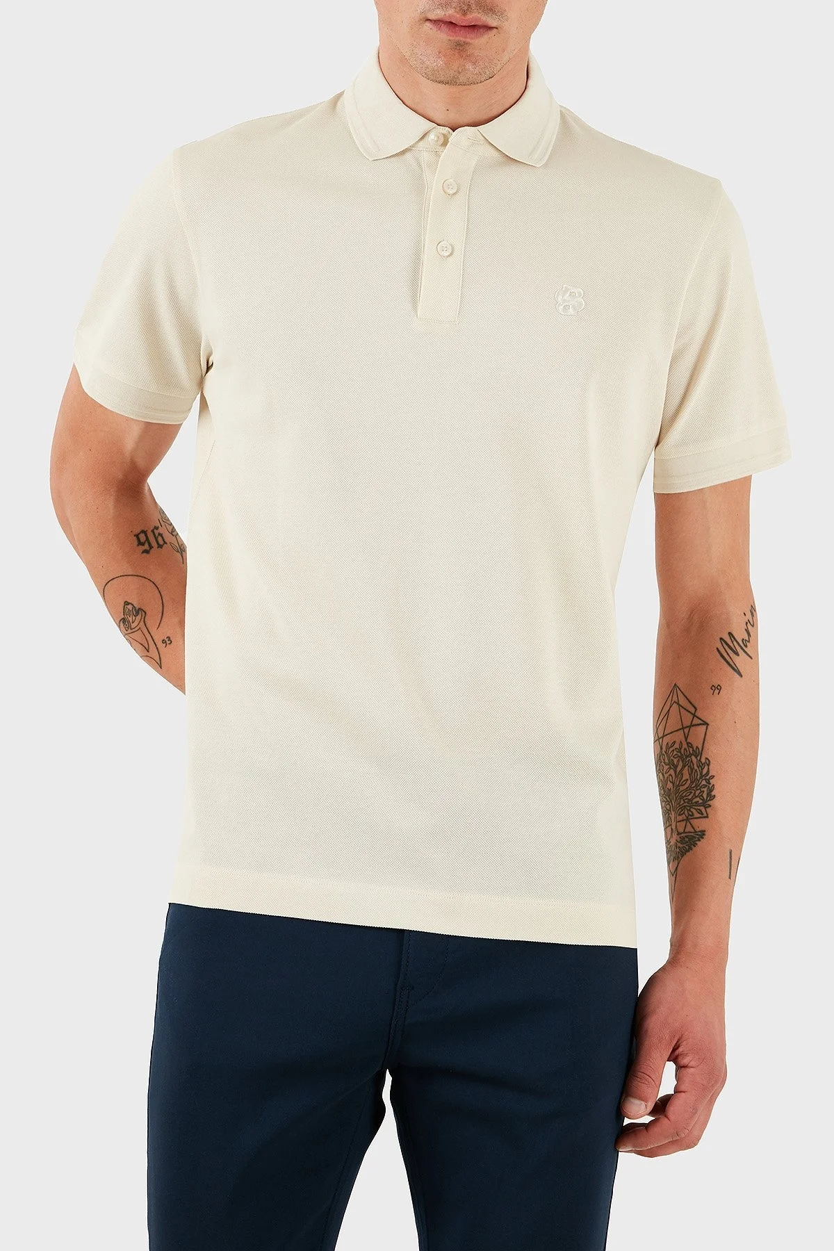 Boss % 100 Pamuk Regular Fit Logolu Düğmeli Erkek Polo Yaka T Shirt 50533355 131 EKRU - 2