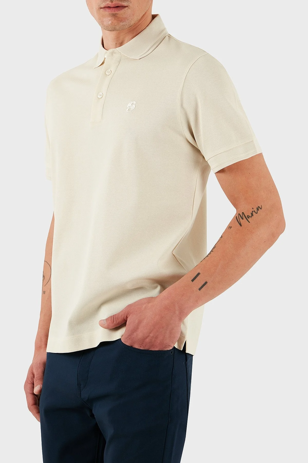 Boss % 100 Pamuk Regular Fit Logolu Düğmeli Erkek Polo Yaka T Shirt 50533355 131 EKRU - 5