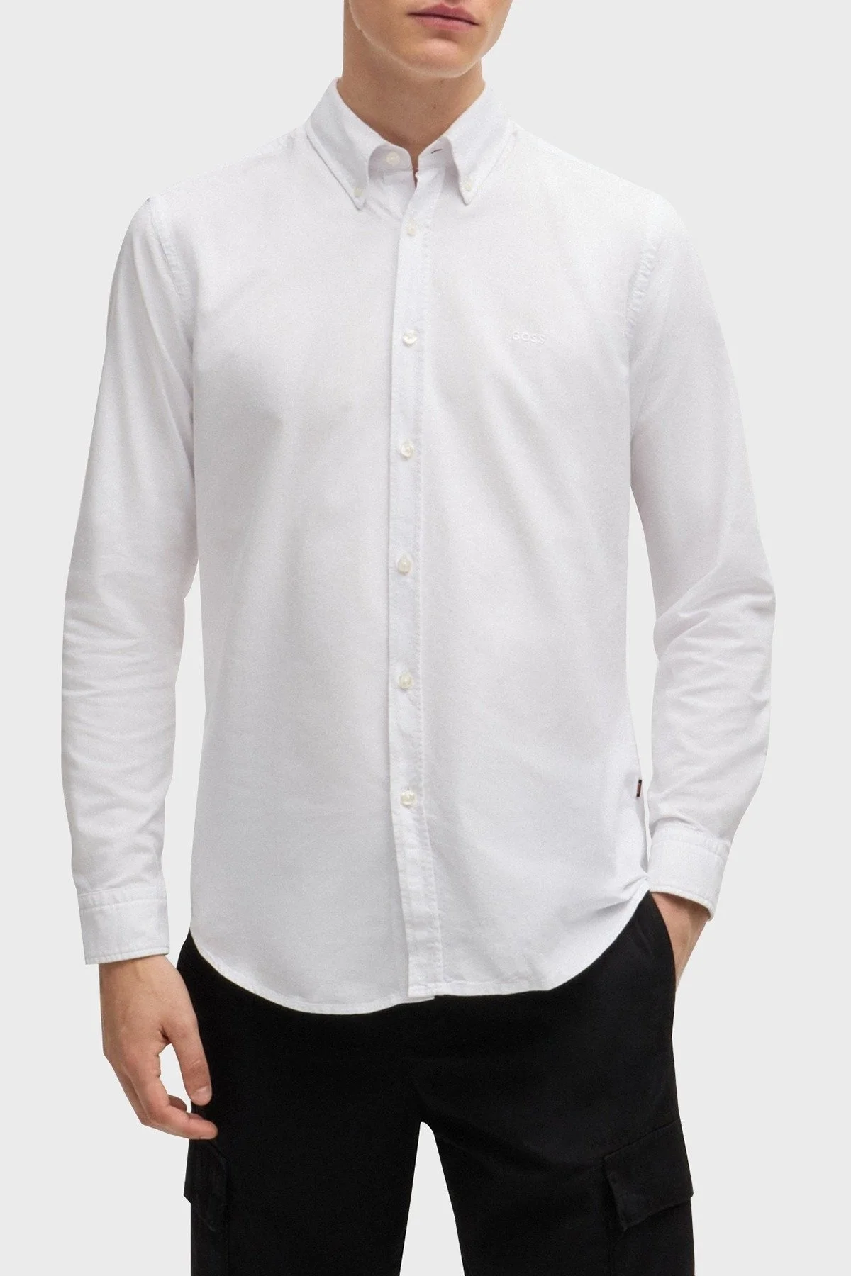 Boss % 100 Pamuk Regular Fit Logolu Erkek Gömlek 50519707 100 BEYAZ - 1