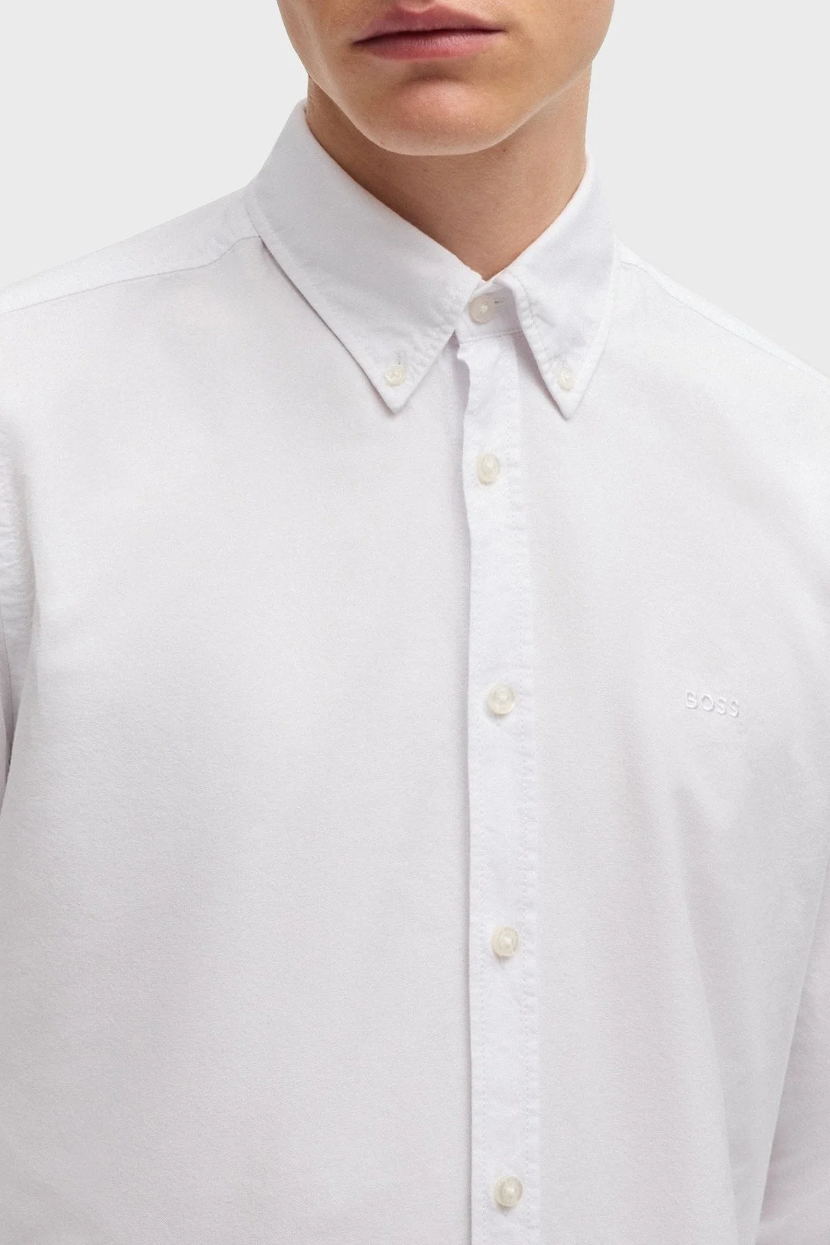 Boss % 100 Pamuk Regular Fit Logolu Erkek Gömlek 50519707 100 BEYAZ - 4