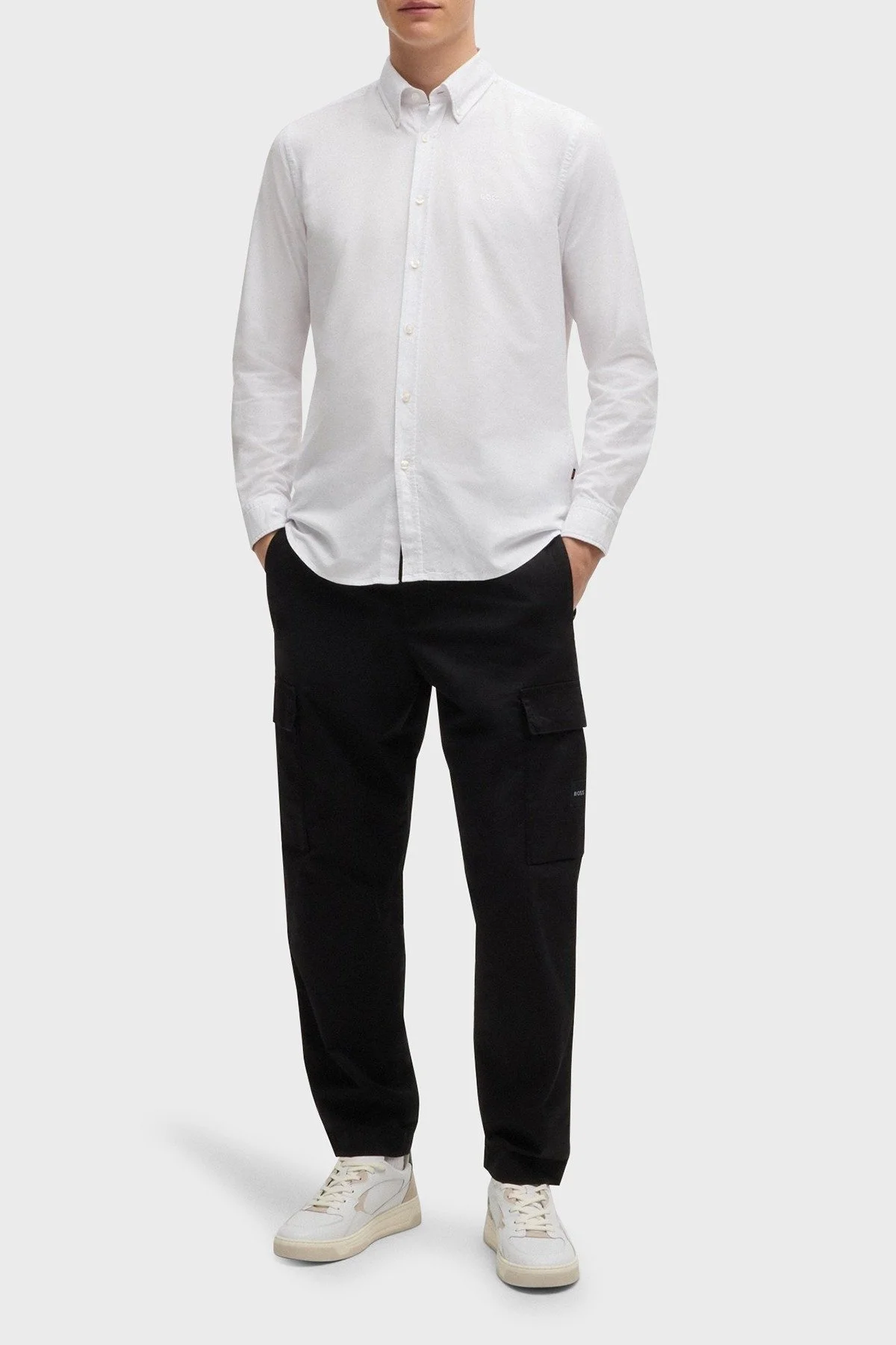 Boss % 100 Pamuk Regular Fit Logolu Erkek Gömlek 50519707 100 BEYAZ - 2