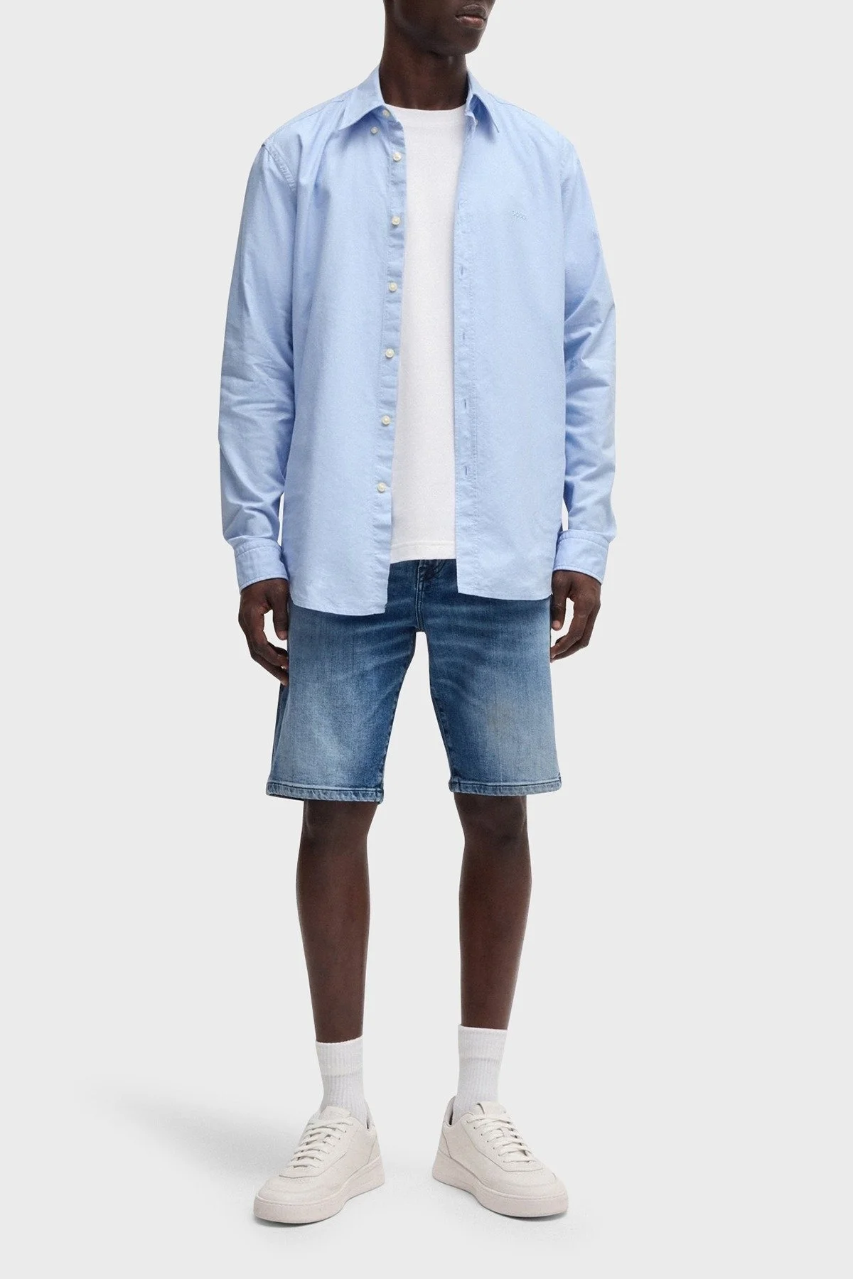 Boss % 100 Pamuk Regular Fit Logolu Erkek Gömlek 50519707 460 AÇIK MAVİ - 8