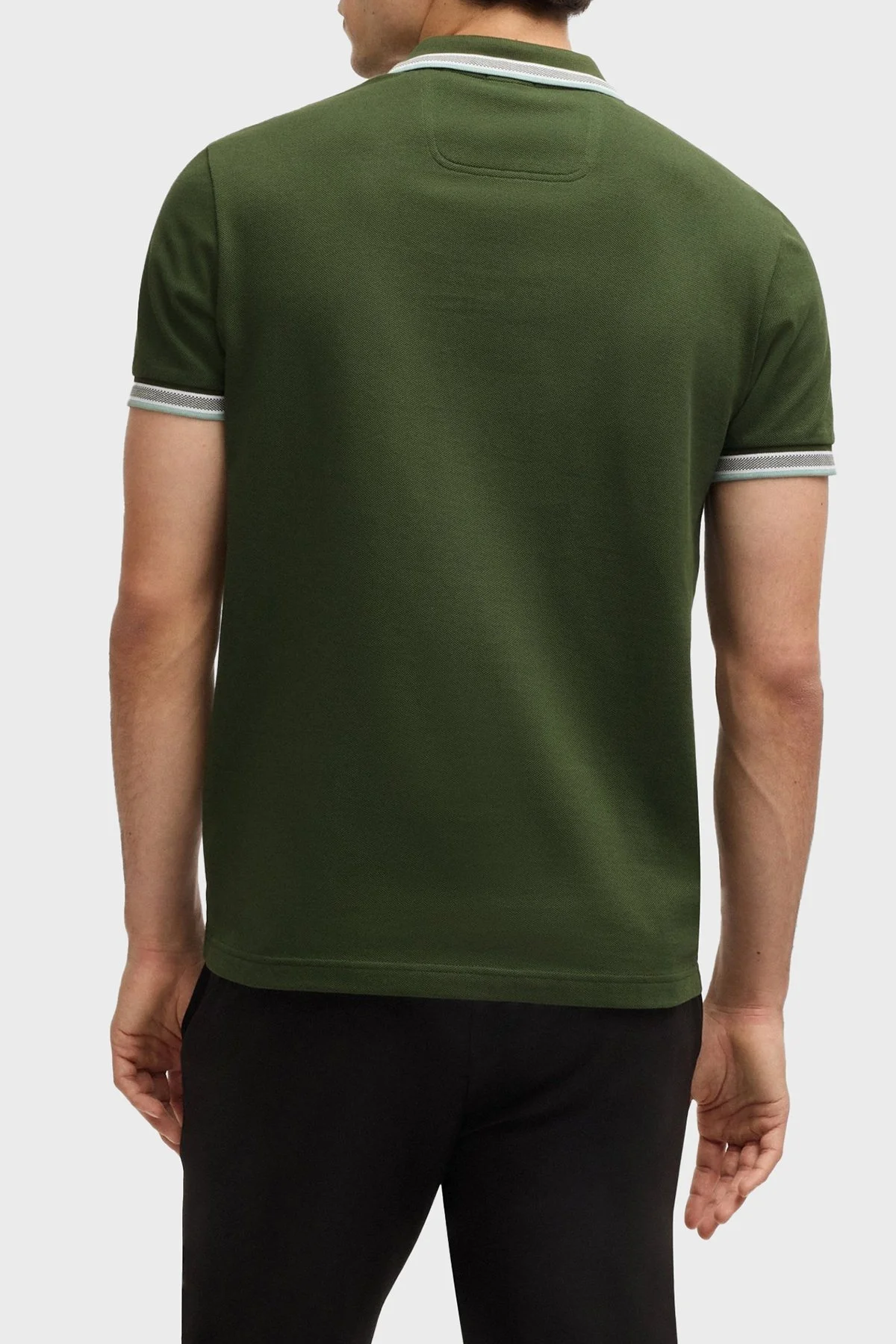 Boss % 100 Pamuk Regular Fit Şerit Detaylı Düğmeli Erkek Polo Yaka T Shirt 50469055 355 YEŞİL - 3
