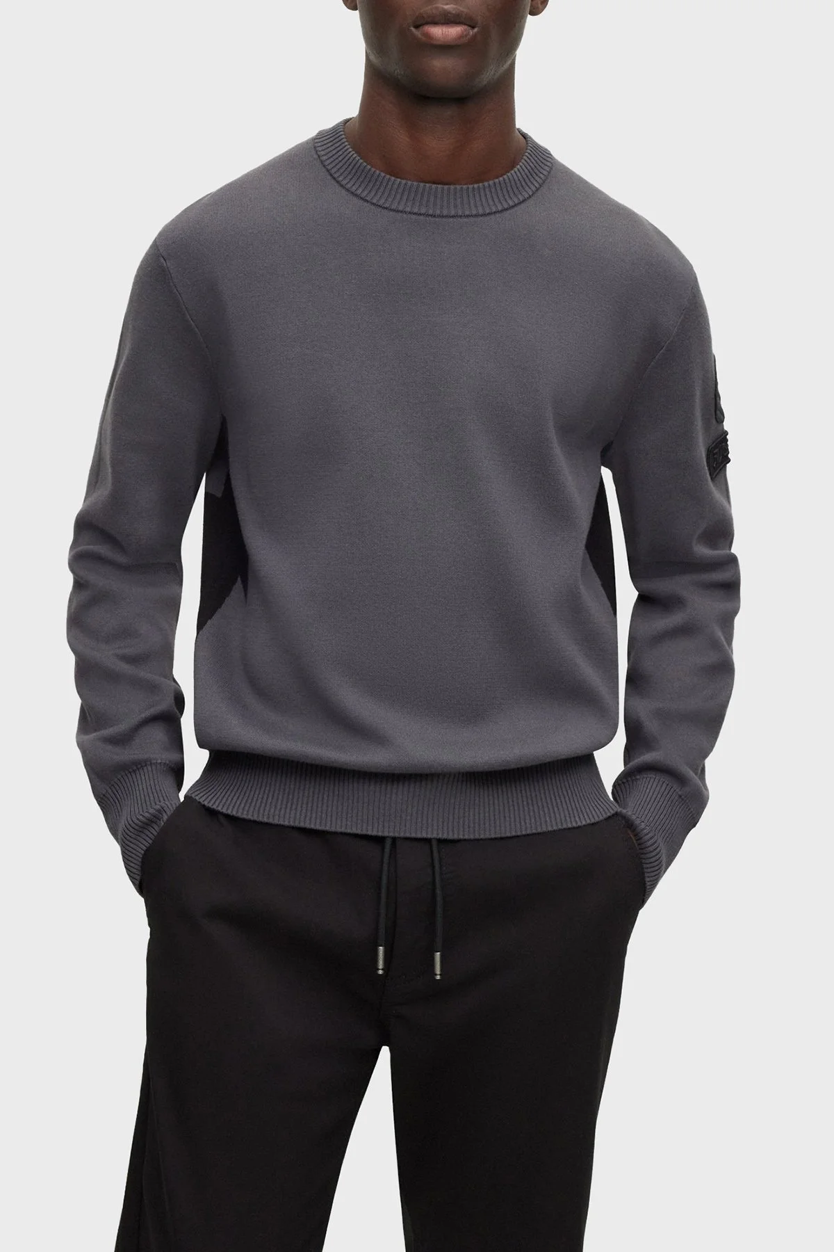 Boss % 100 Pamuk Regular Fit Sıfır Yaka Erkek Kazak 50494412 022 KOYU GRİ - 1