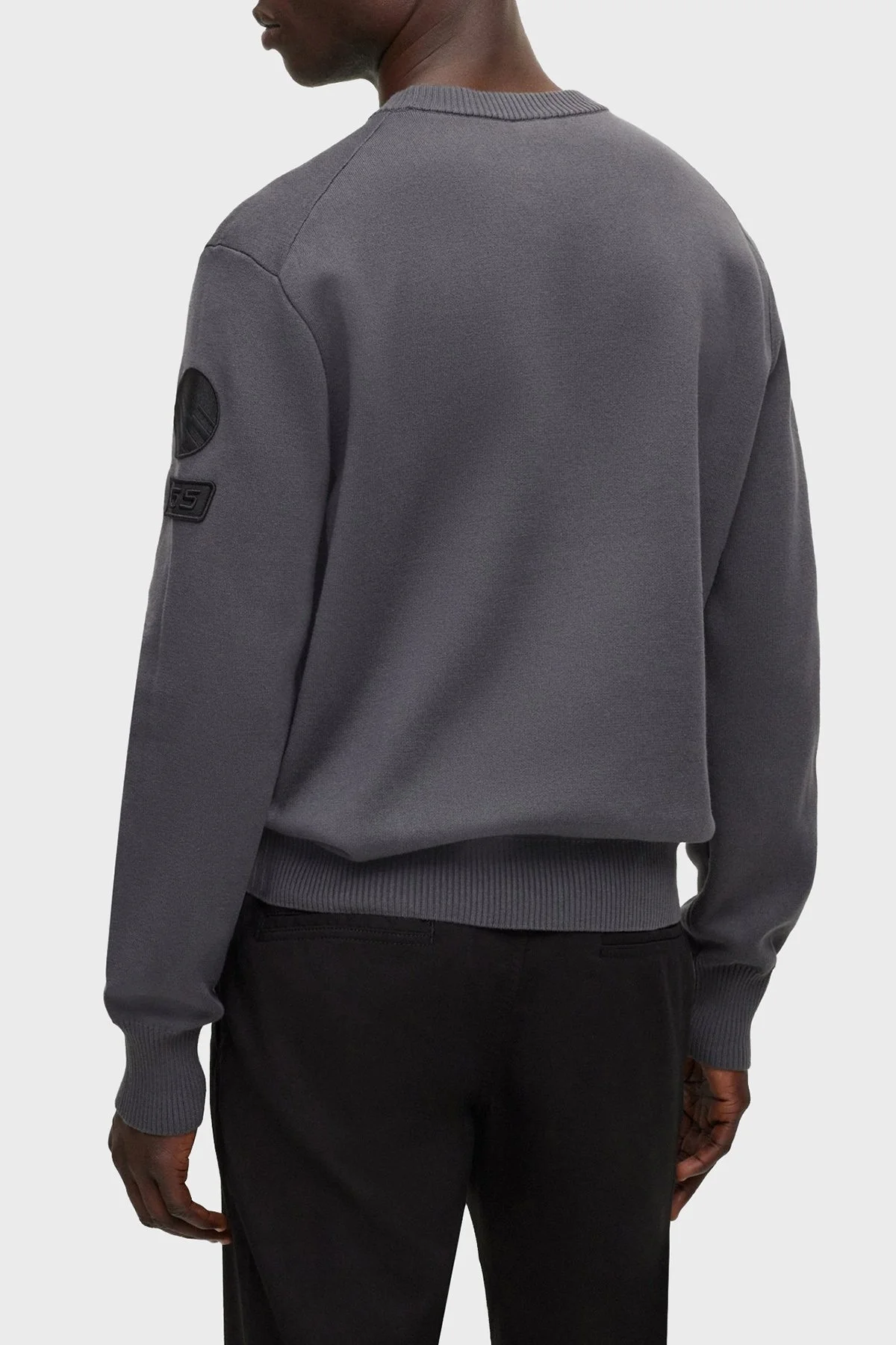 Boss % 100 Pamuk Regular Fit Sıfır Yaka Erkek Kazak 50494412 022 KOYU GRİ - 2