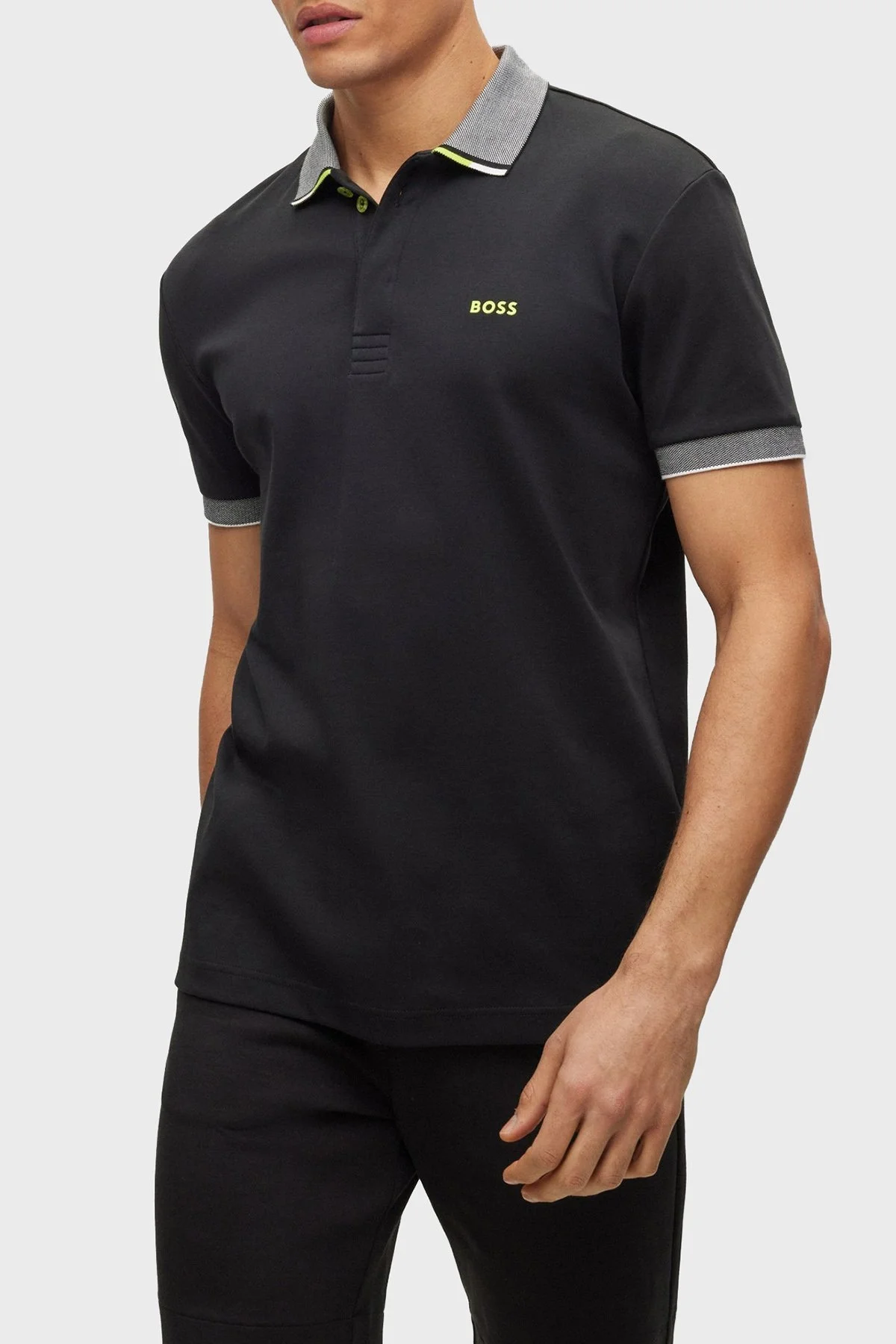 Boss % 100 Pamuk Regular Fit Yaka T Shirt Erkek Polo 50488259 001 SİYAH - 1