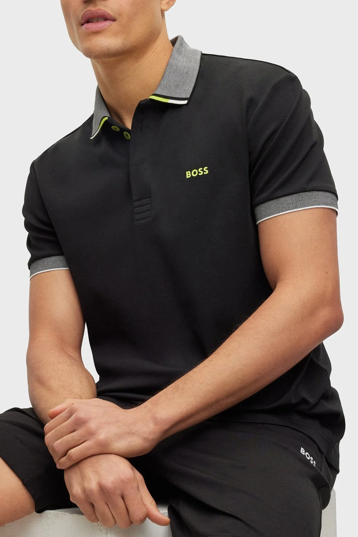 Boss % 100 Pamuk Regular Fit Yaka T Shirt Erkek Polo 50488259 001 SİYAH - 4