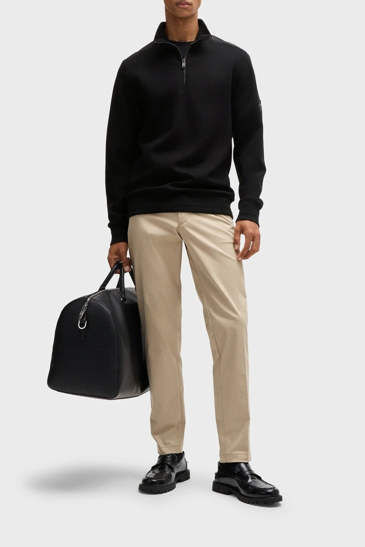 Boss % 100 Pamuk Regular Fit Yarım Fermuarlı Dik Yaka Erkek Sweat 50524999 001 SİYAH - 2