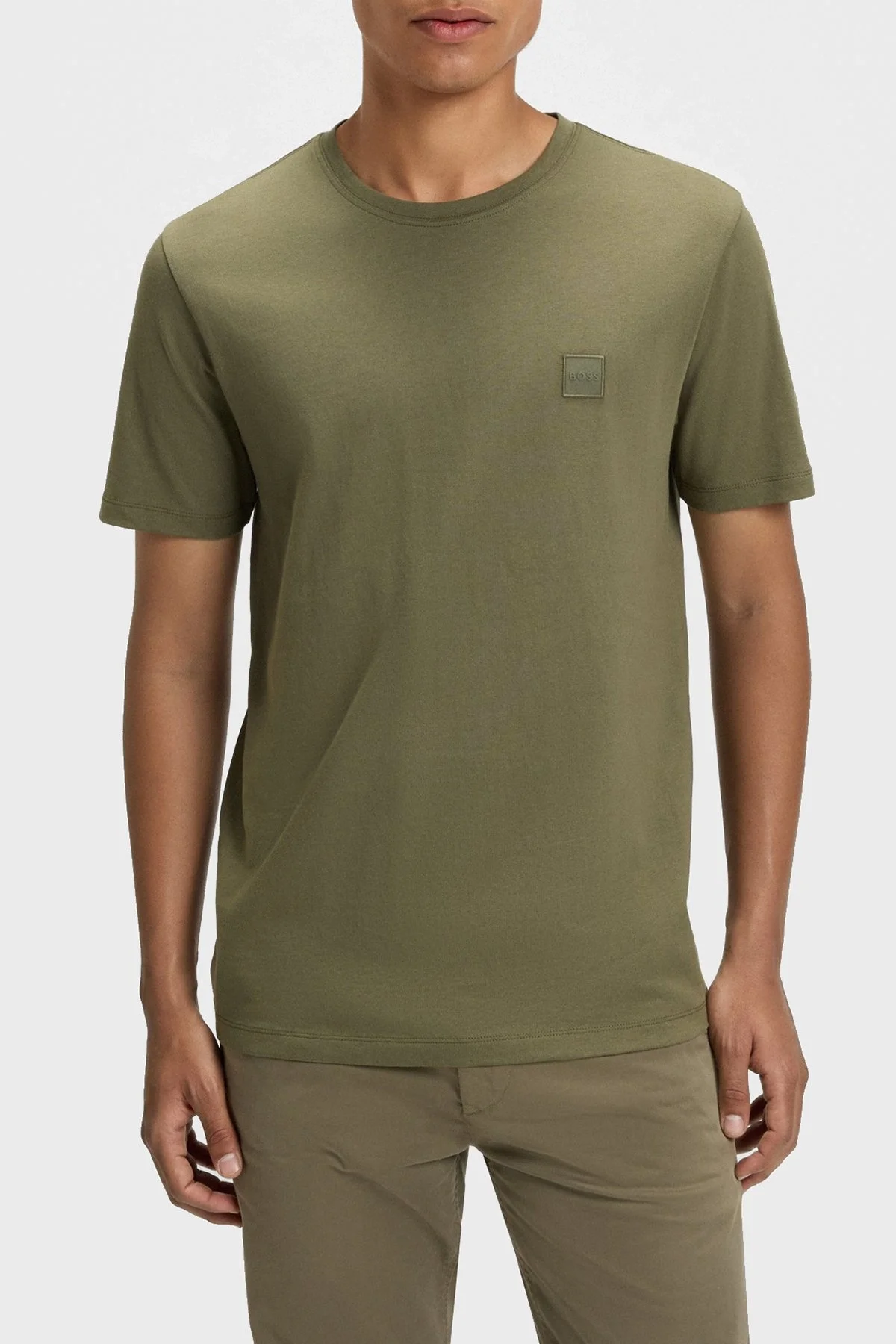 Boss % 100 Pamuk Relaxed Fit Bisiklet Yaka Erkek T Shirt 50508584 342 HAKİ - 1