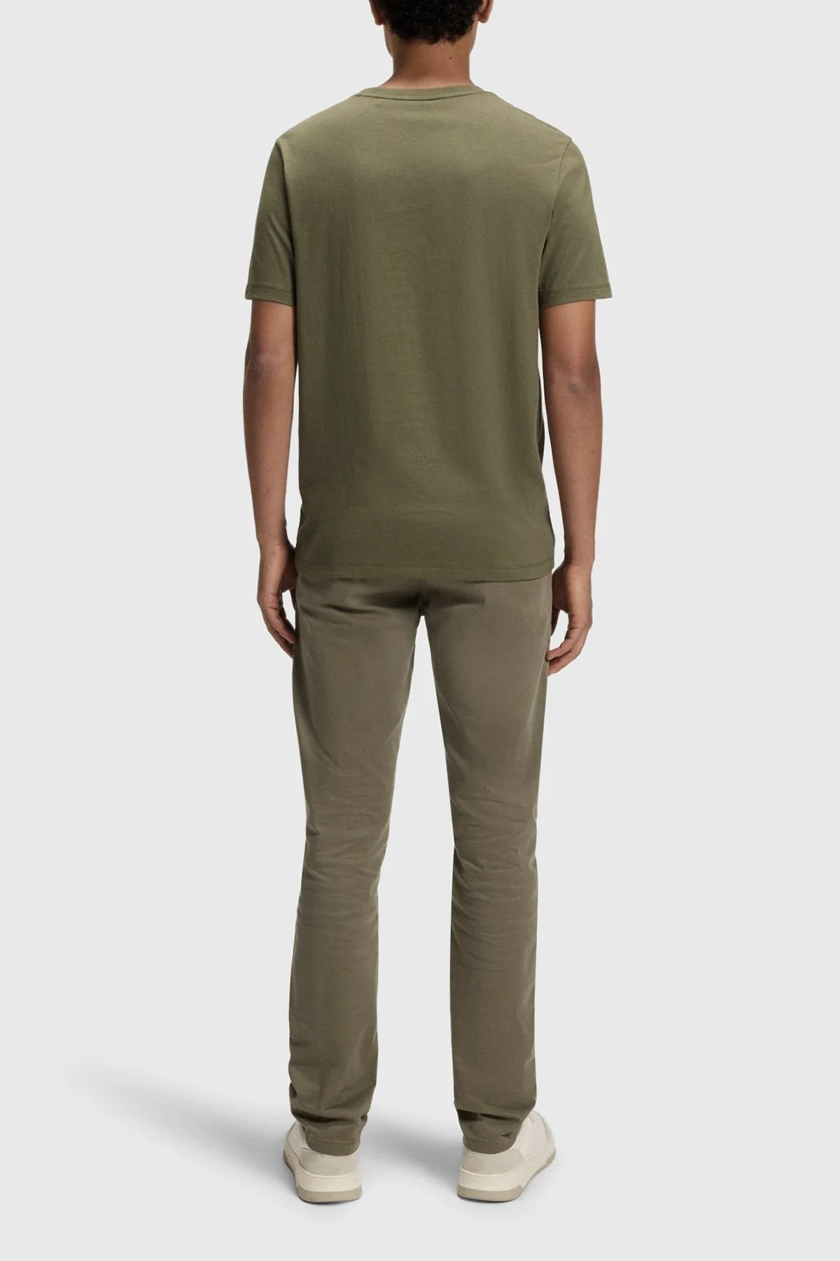 Boss % 100 Pamuk Relaxed Fit Bisiklet Yaka Erkek T Shirt 50508584 342 HAKİ - 3