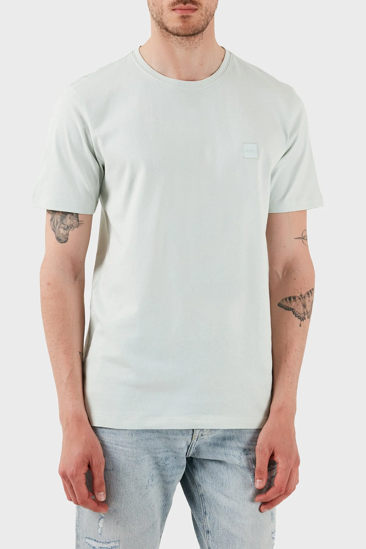 Boss % 100 Pamuk Relaxed Fit Bisiklet Yaka Erkek T Shirt 50508584 474 AÇIK YEŞİL - 1