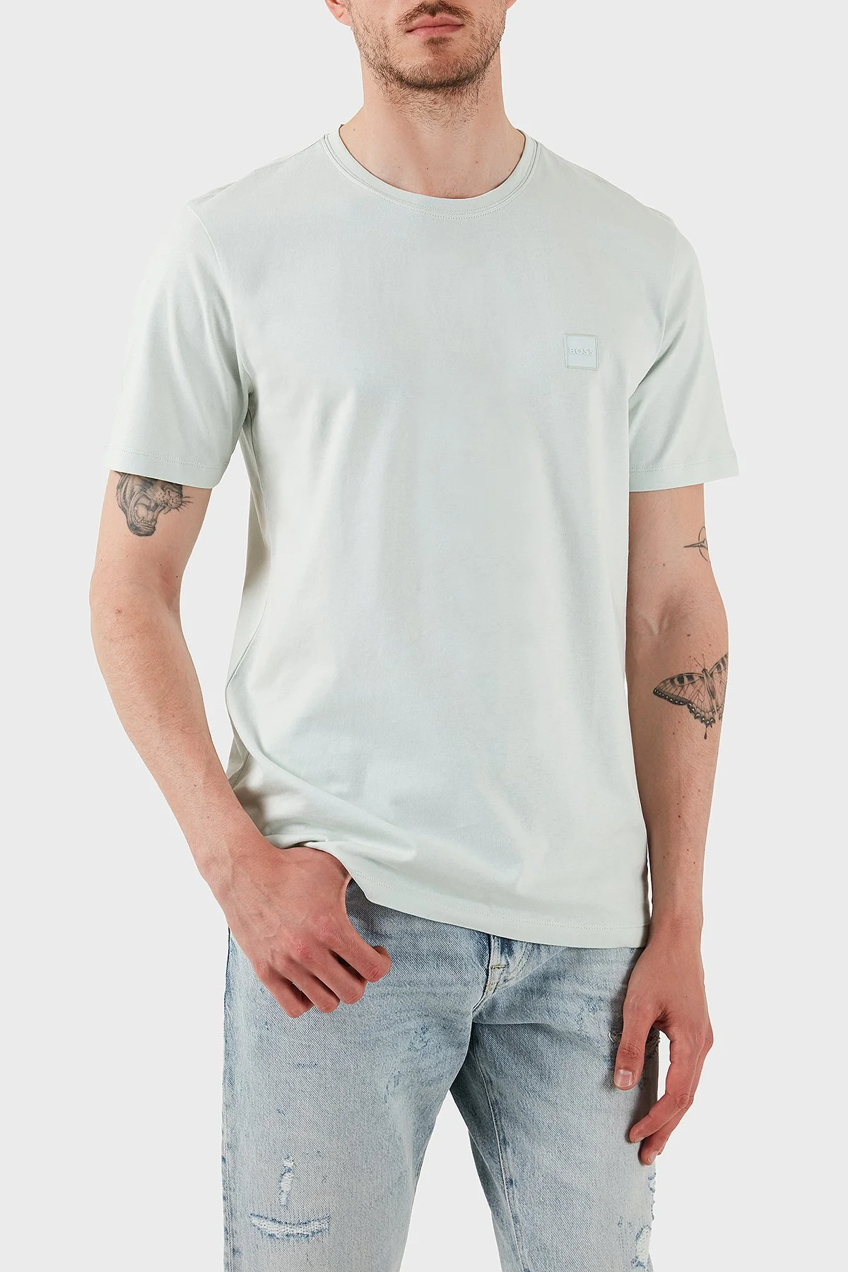 Boss % 100 Pamuk Relaxed Fit Bisiklet Yaka Erkek T Shirt 50508584 474 AÇIK YEŞİL - 4