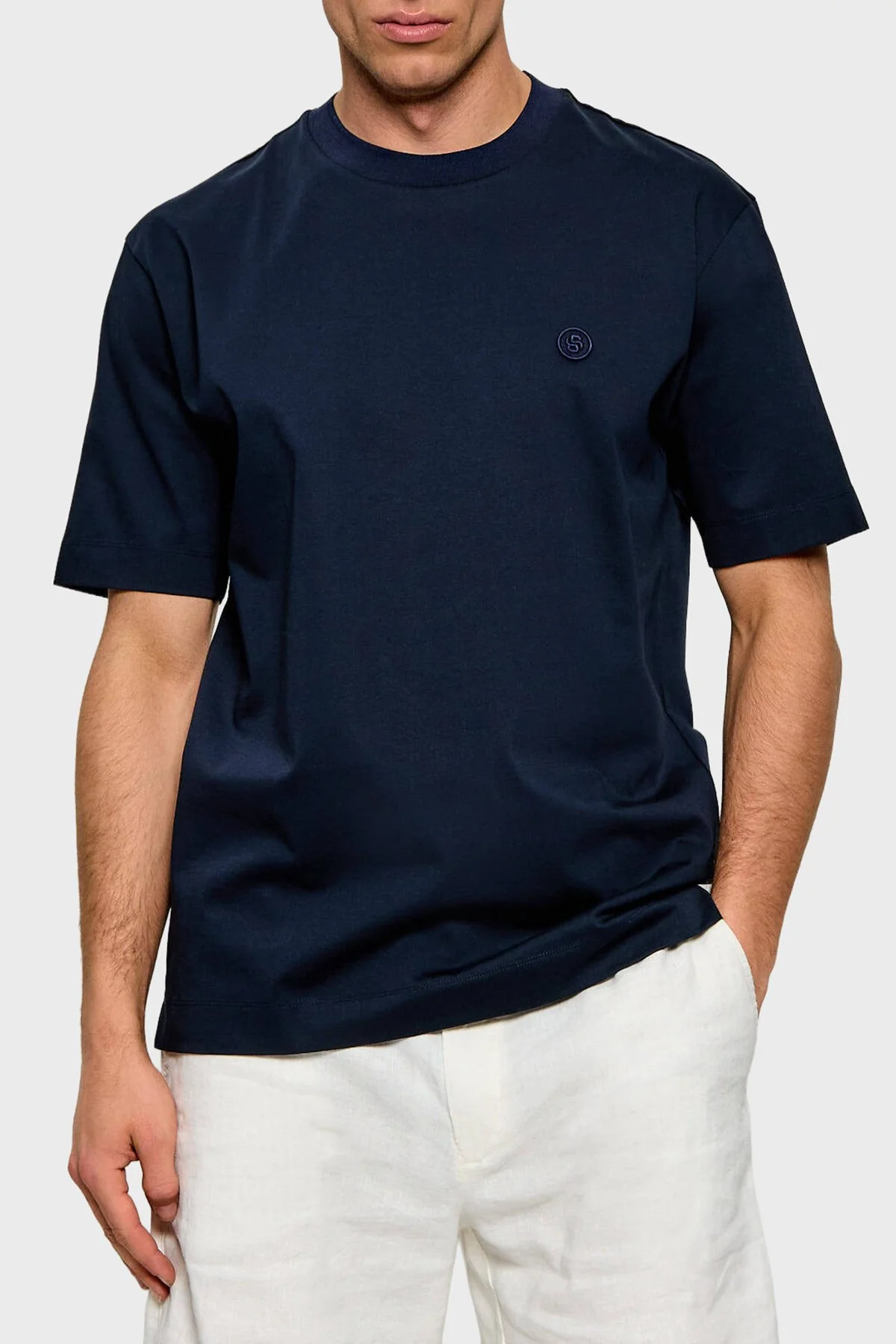 Boss % 100 Pamuk Relaxed Fit Bisiklet Yaka Erkek T Shirt 50559050 404 LACİVERT - 1