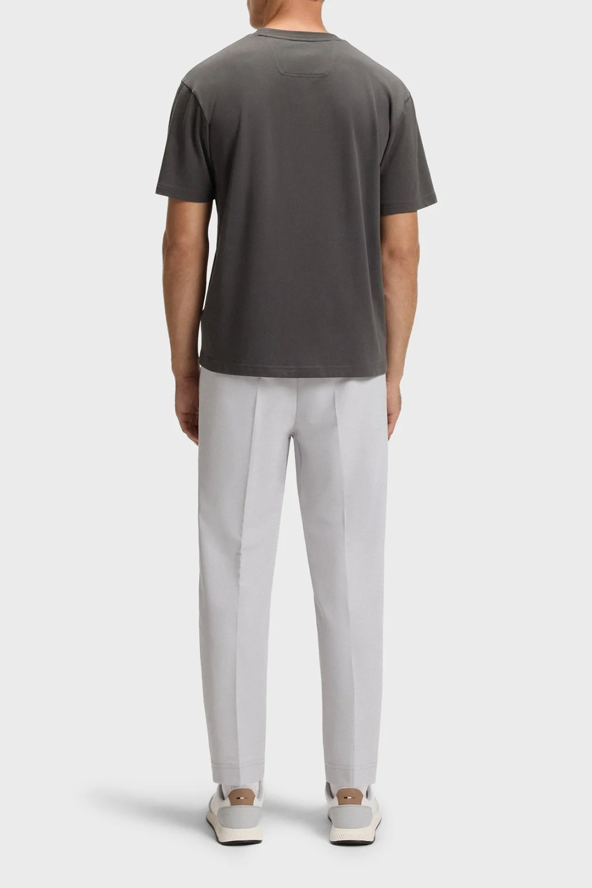 Boss % 100 Pamuk Relaxed Fit Bisiklet Yaka Logolu Erkek T Shirt 50544316 027 KOYU GRİ - 3