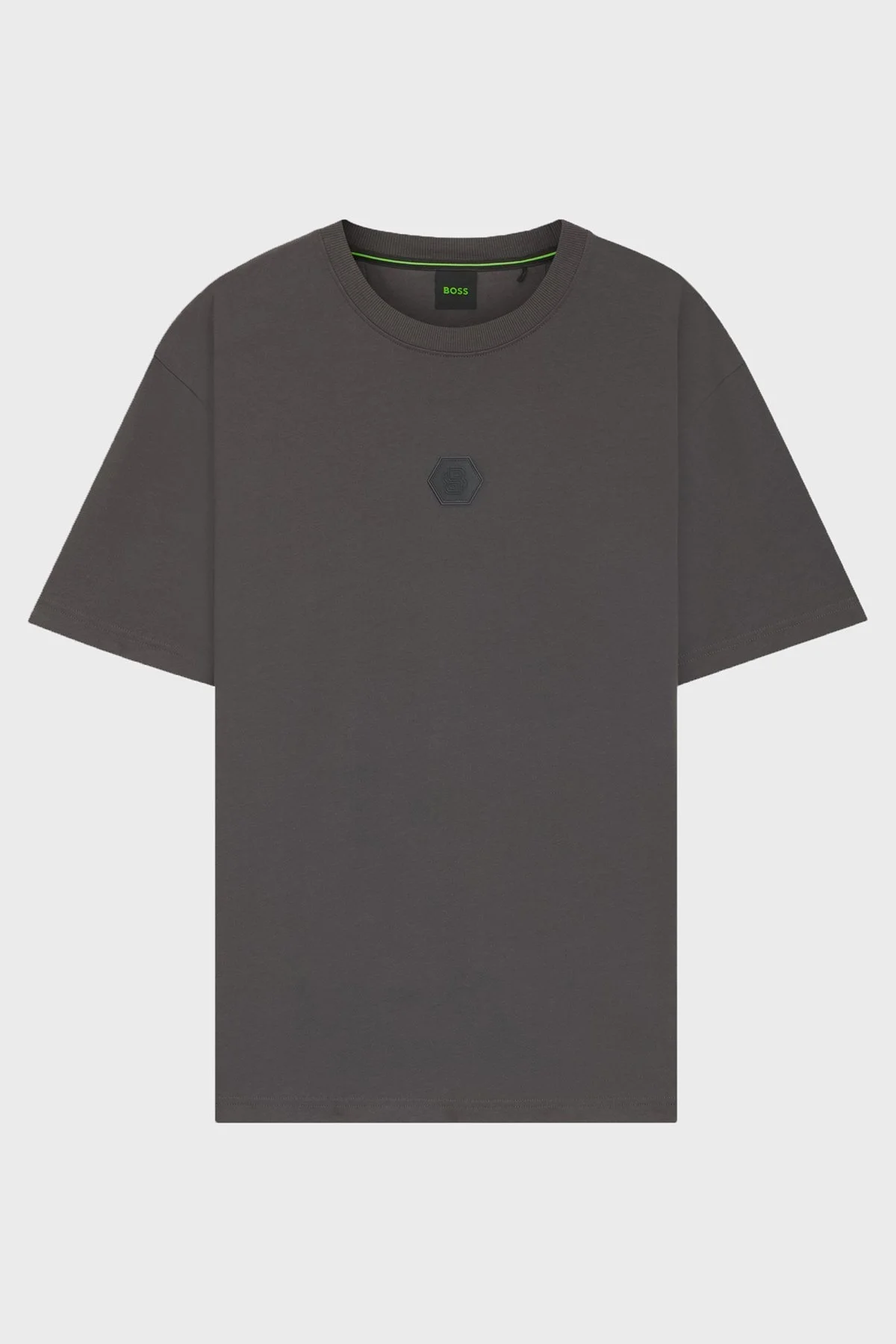 Boss % 100 Pamuk Relaxed Fit Bisiklet Yaka Logolu Erkek T Shirt 50544316 027 KOYU GRİ - 5