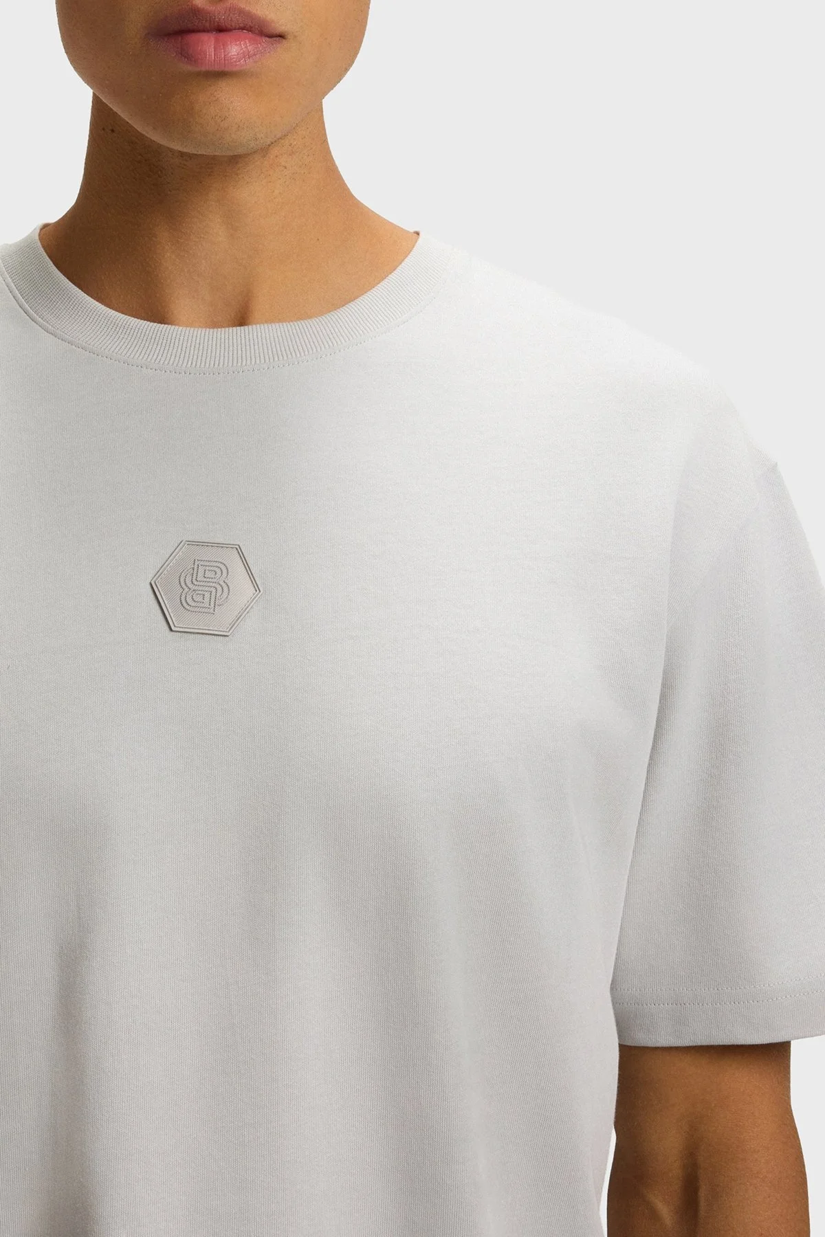 Boss % 100 Pamuk Relaxed Fit Bisiklet Yaka Logolu Erkek T Shirt 50544316 054 AÇIK GRİ - 4