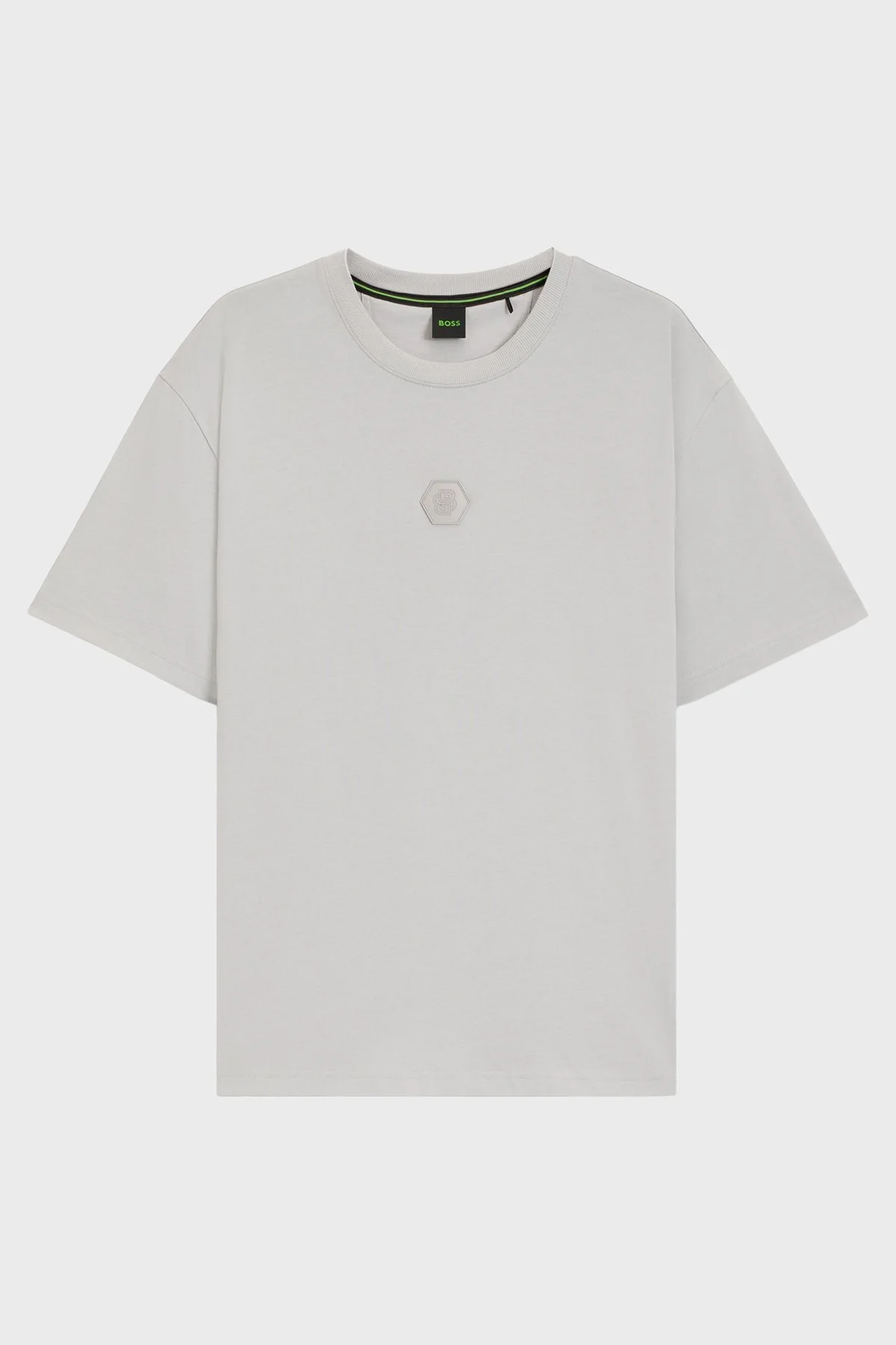 Boss % 100 Pamuk Relaxed Fit Bisiklet Yaka Logolu Erkek T Shirt 50544316 054 AÇIK GRİ - 5
