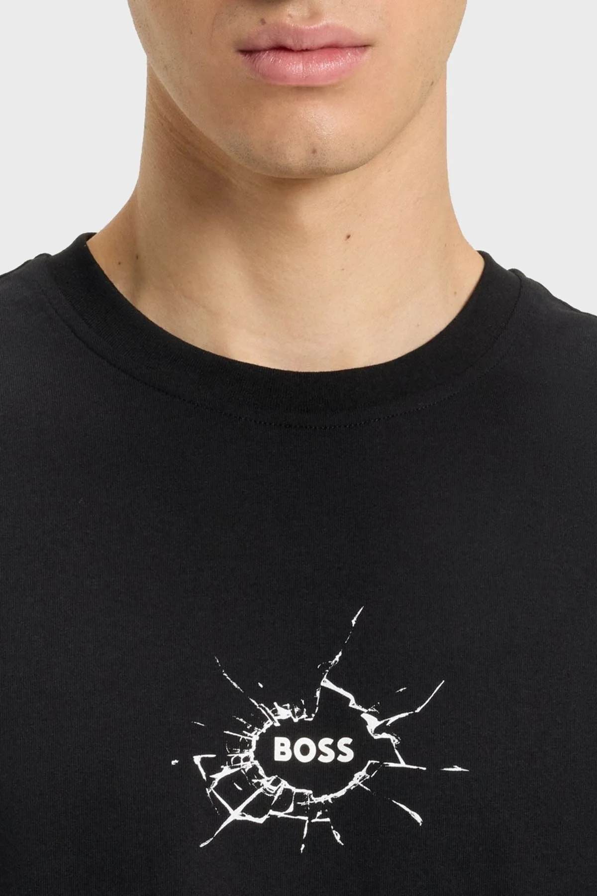 Boss % 100 Pamuk Relaxed Fit Bisiklet Yaka Logolu Erkek T Shirt 50546370 001 SİYAH - 4