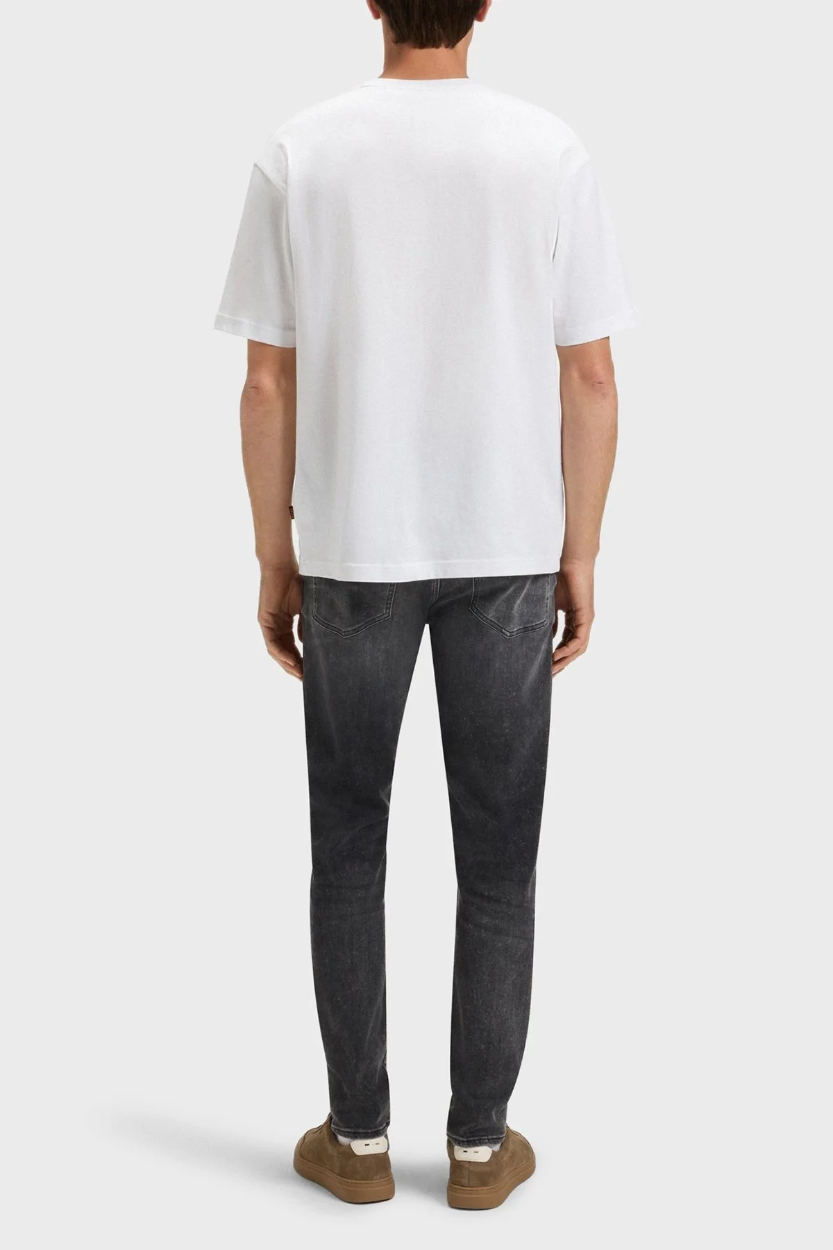 Boss % 100 Pamuk Relaxed Fit Bisiklet Yaka Logolu Erkek T Shirt 50546370 100 BEYAZ - 3