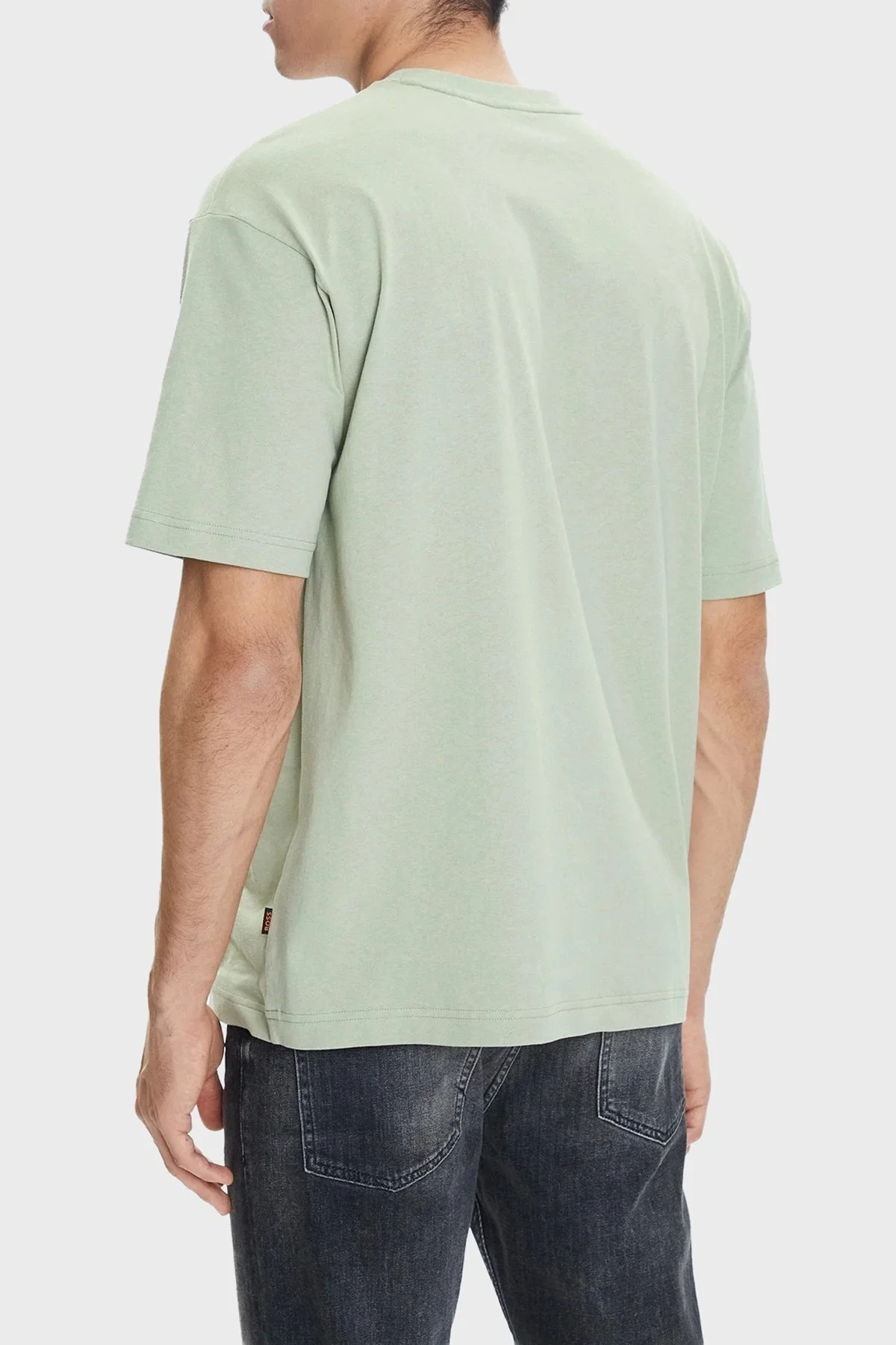 Boss % 100 Pamuk Relaxed Fit Bisiklet Yaka Logolu Erkek T Shirt 50546370 370 AÇIK YEŞİL - 3