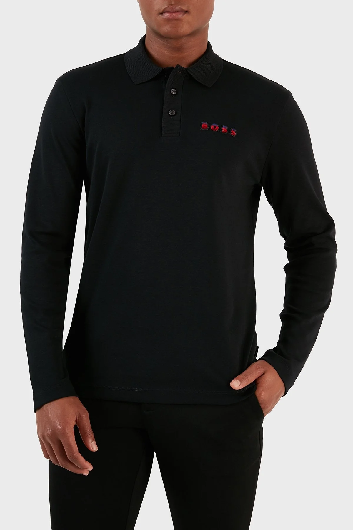 Boss % 100 Pamuk Relaxed Fit Erkek Polo Yaka Sweat 50504426 001 SİYAH - 4
