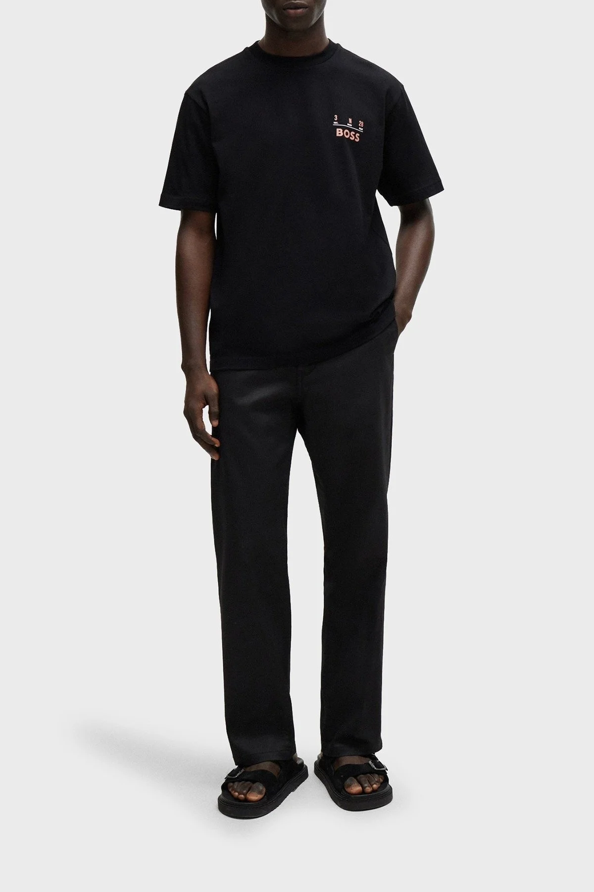 Boss % 100 Pamuk Relaxed Fit Sırt Baskılı Erkek T Shirt 50515553 001 SİYAH - 2