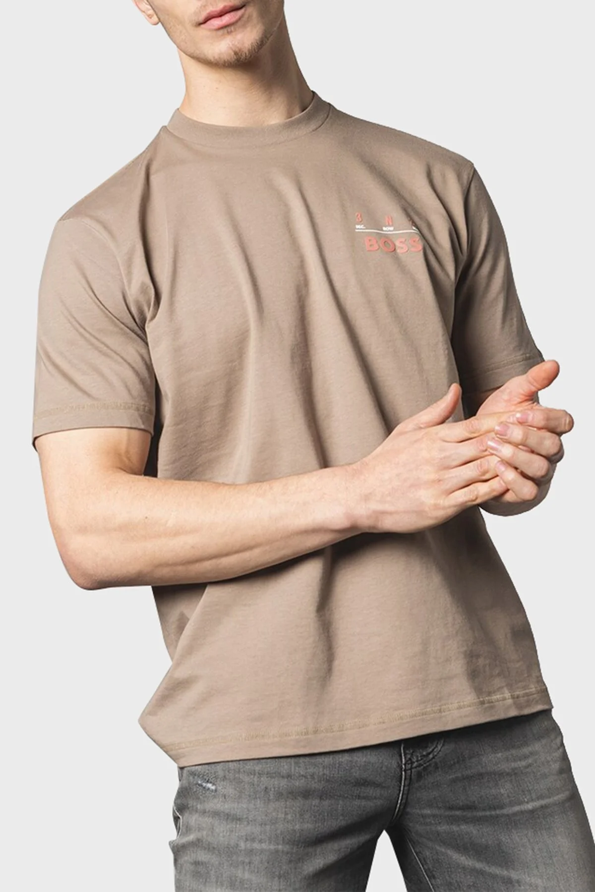 Boss % 100 Pamuk Relaxed Fit Sırt Baskılı Erkek T Shirt 50515553 246 SÜTLÜ KAHVE - 6