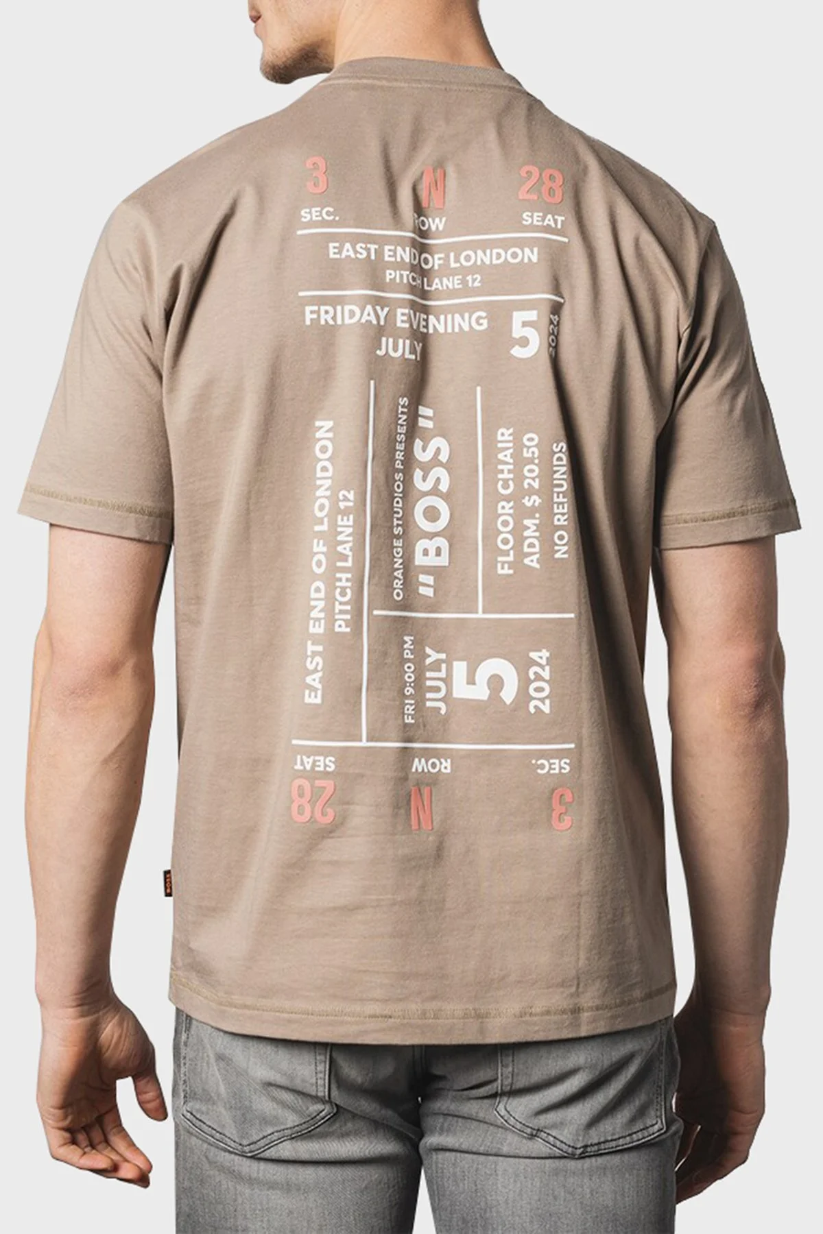 Boss % 100 Pamuk Relaxed Fit Sırt Baskılı Erkek T Shirt 50515553 246 SÜTLÜ KAHVE - 3